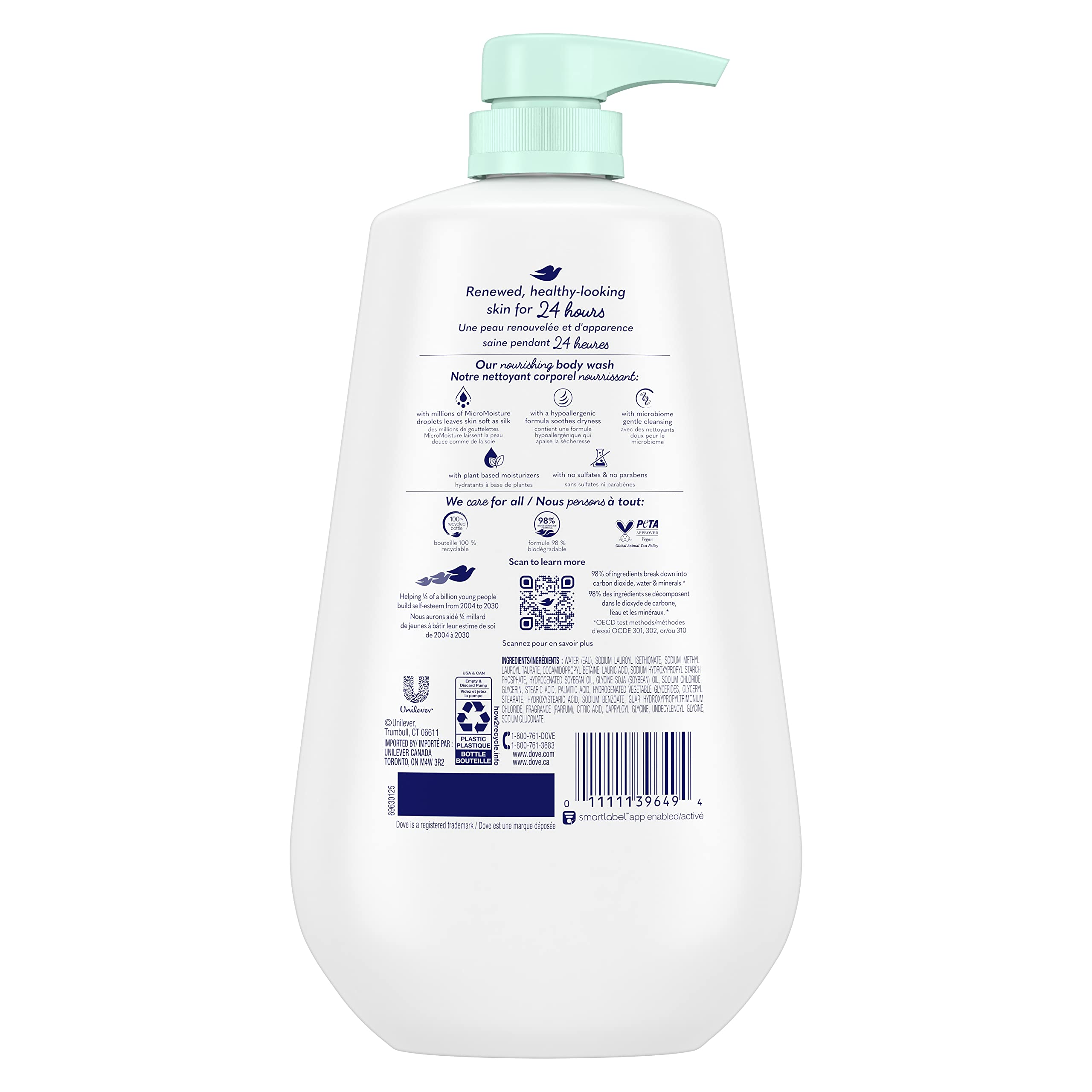 Foto 4 pulgar | Gel De Baño Dove Para Piel Sensible Más Suave Y Tersa, 1 Litro - Venta Internacional.