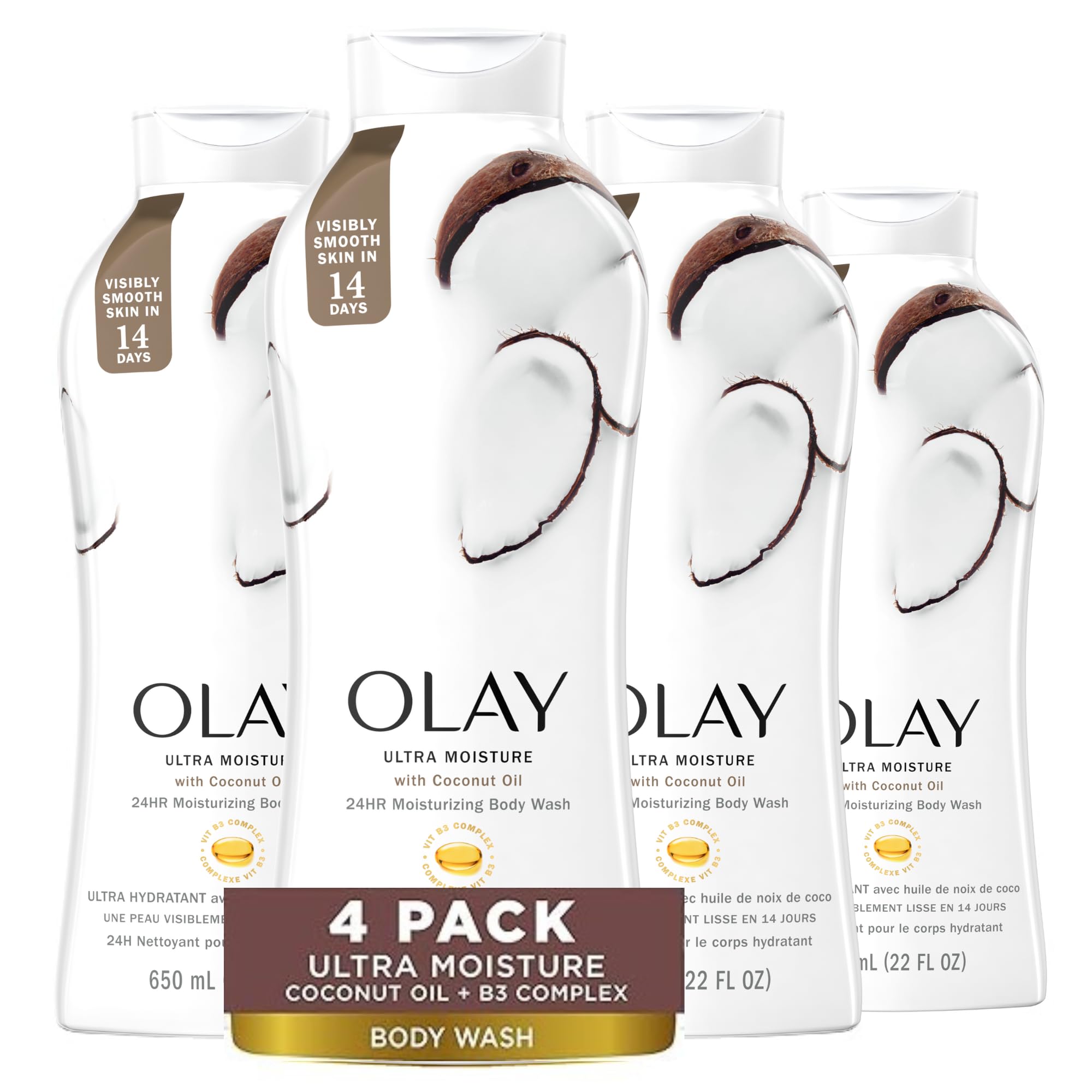 Gel De Baño Olay Ultra Moisture, 24 Horas, Hidratante, 650 Ml, 4 Unidades - Venta Internacional.