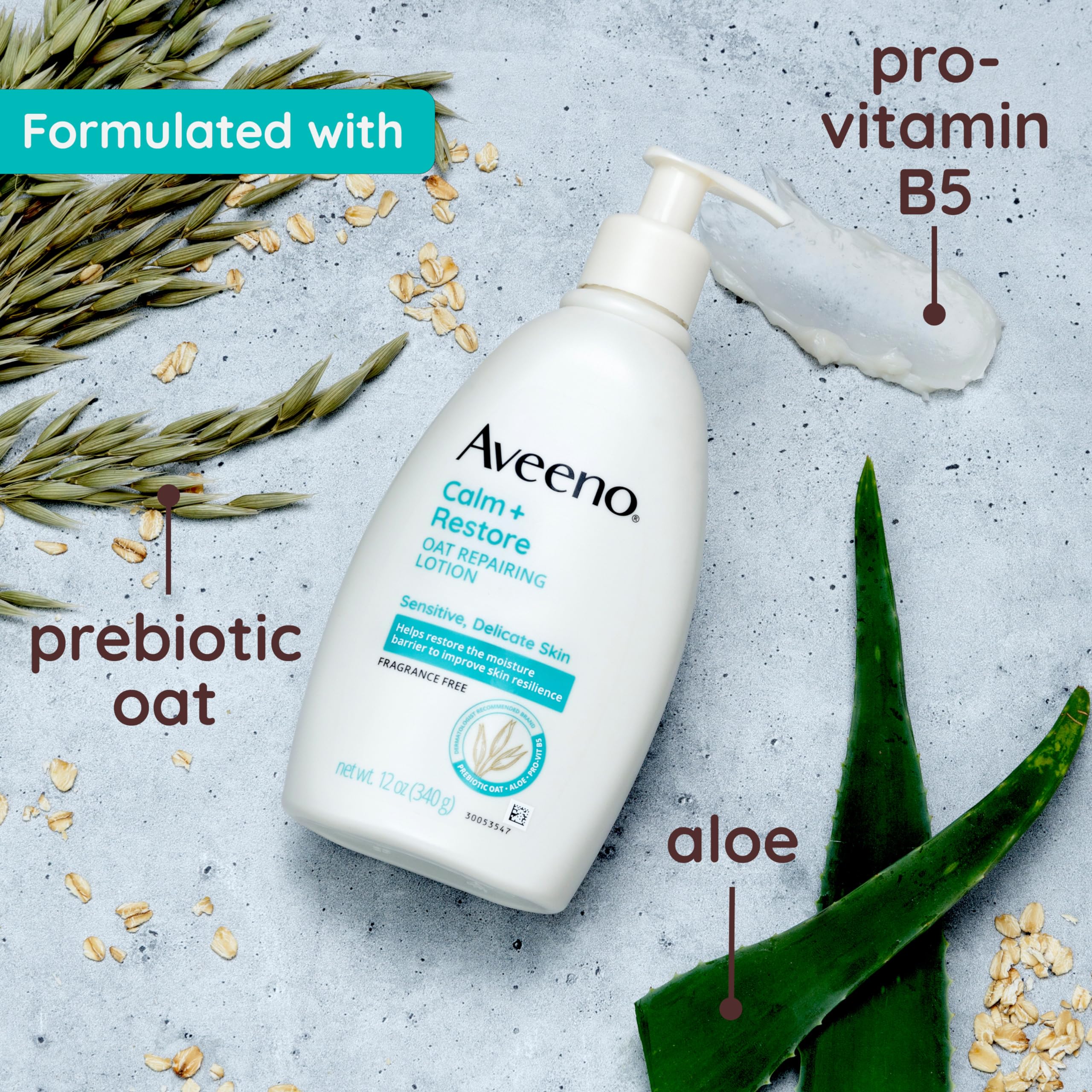 Foto 5 pulgar | Loción Corporal Aveeno Calm + Restore Oat Repair 355 Ml - Venta Internacional.