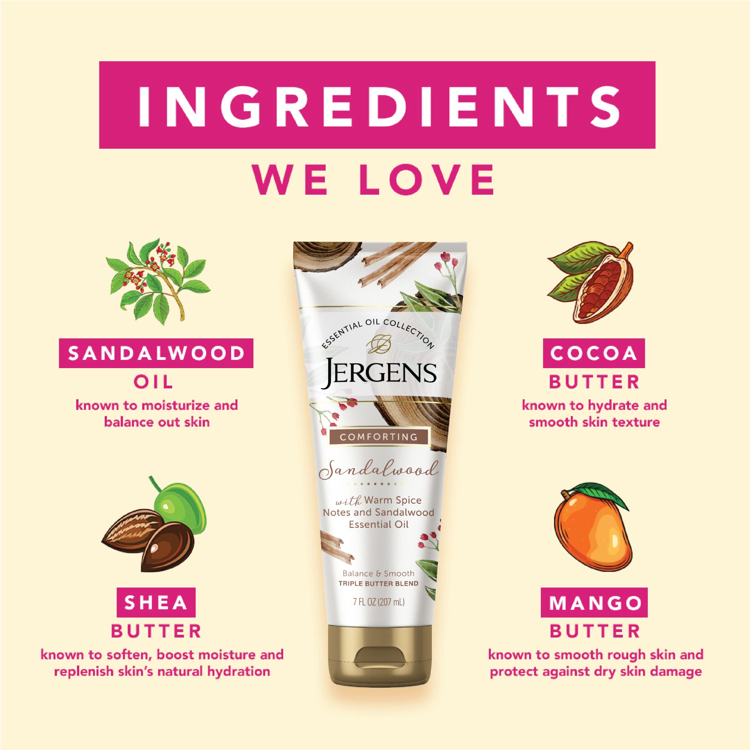 Foto 4 pulgar | Crema Corporal Jergens Sandalwood Con Aceite De Sándalo, 200 Ml - Venta Internacional.
