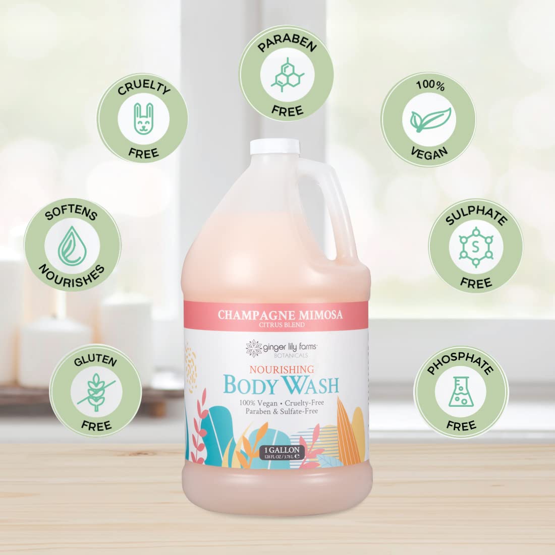 Foto 5 pulgar | Gel De Baño Ginger Lily Farms Nourishing Champagne Mimosa 1l - Venta Internacional.