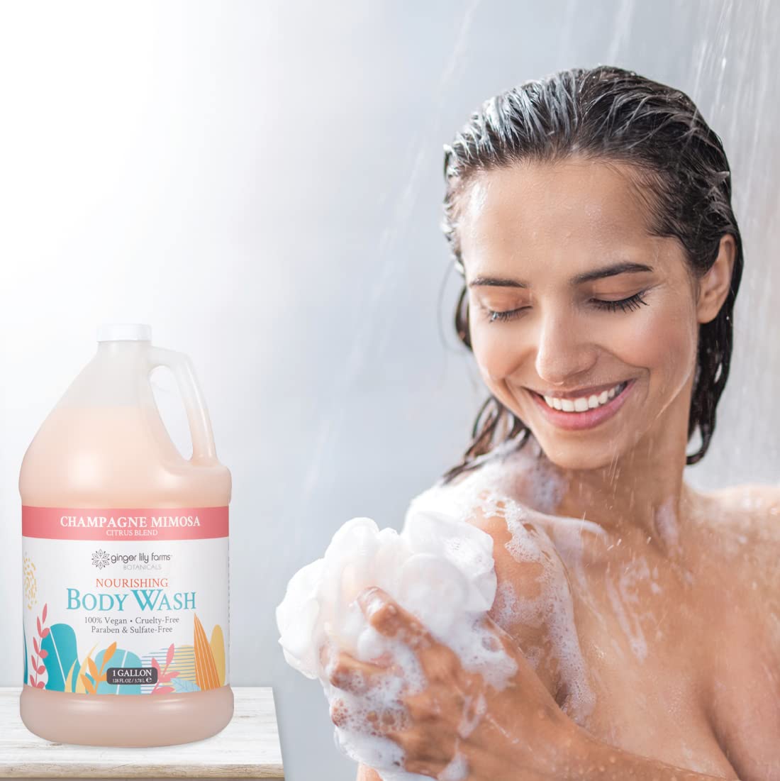 Foto 7 pulgar | Gel De Baño Ginger Lily Farms Nourishing Champagne Mimosa 1l - Venta Internacional.