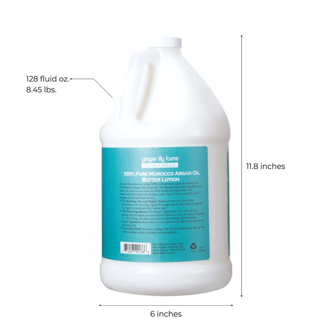 Foto 2 | Loción Ginger Lily Farms Con Aceite De Argán De Marruecos 100% Puro, 3,8 L - Venta Internacional.