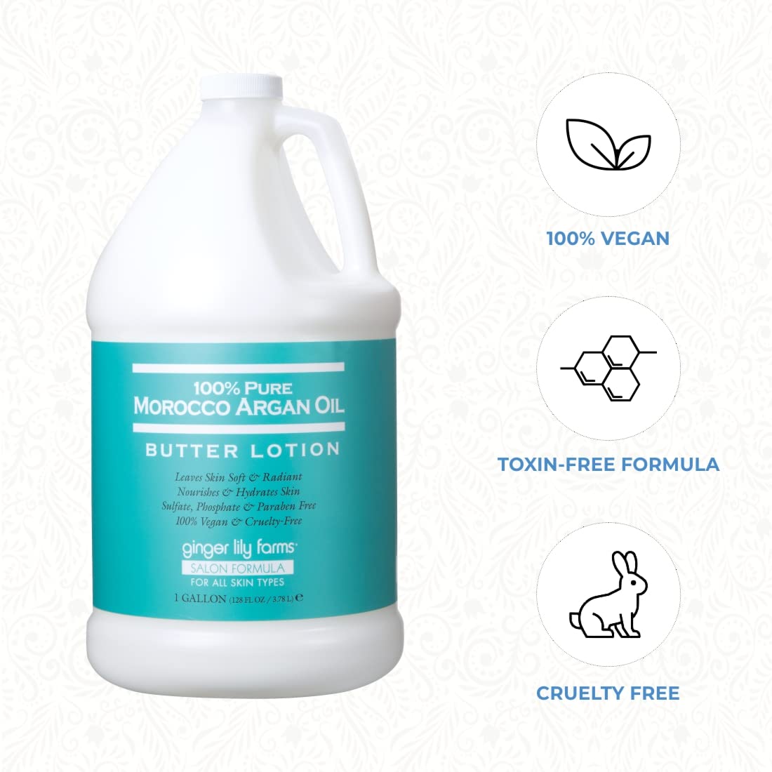 Foto 6 pulgar | Loción Ginger Lily Farms Con Aceite De Argán De Marruecos 100% Puro, 3,8 L - Venta Internacional.