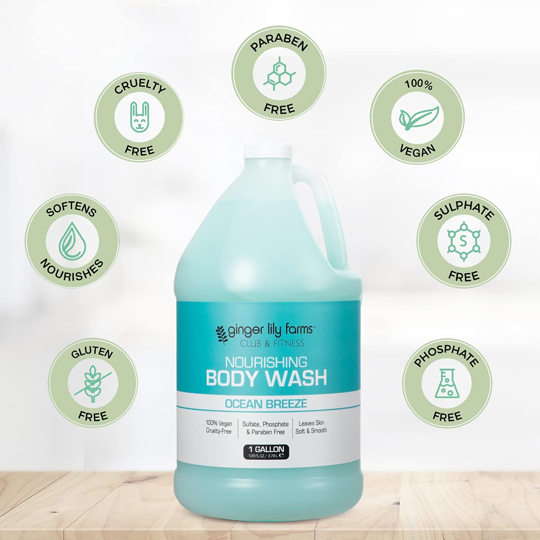 Foto 5 pulgar | Gel De Baño Ginger Lily Farms Club & Fitness Ocean Breeze 1l - Venta Internacional.
