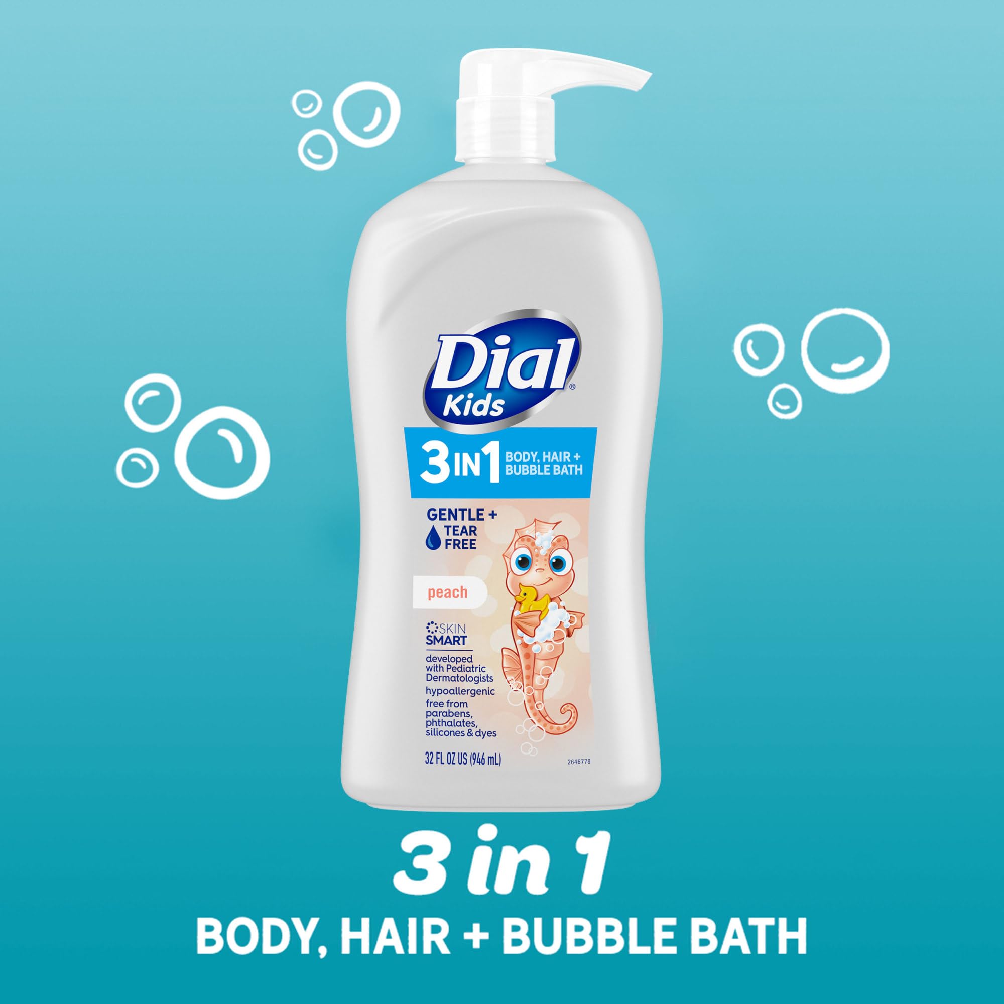 Foto 2 | Esfera De Baño Para Cuerpo, Cabello Y Burbujas Para Niños, Color Melocotón, 946 Ml, 3 En 1 - Venta Internacional.