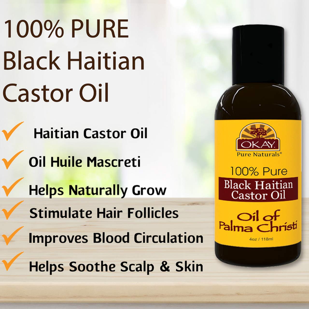 Foto 3 pulgar | Aceite De Ricino Okay Black Haitian 118 Ml Para Cabello Y Piel - Venta Internacional.