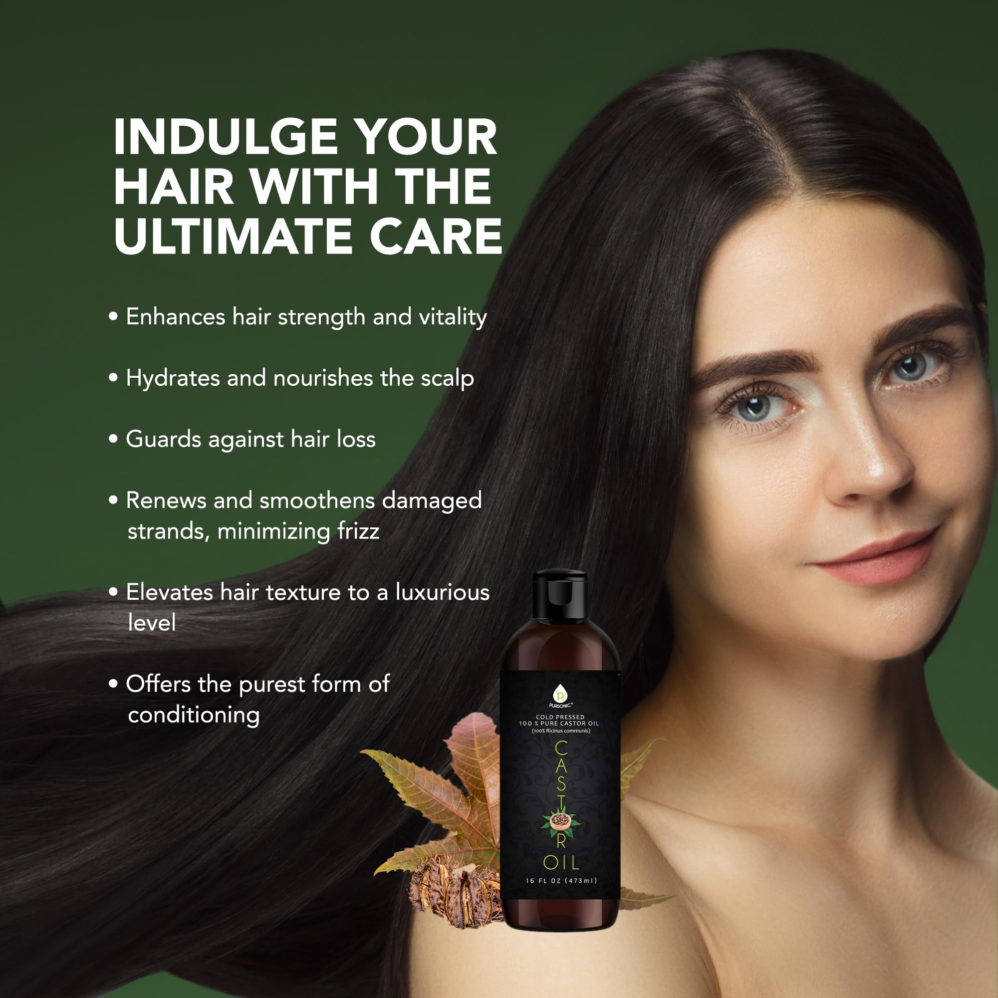 Foto 4 pulgar | Aceite De Ricino Pursonic Prensado En Frío, 100% Puro, 473 Ml, Para Piel Y Cabello - Venta Internacional.