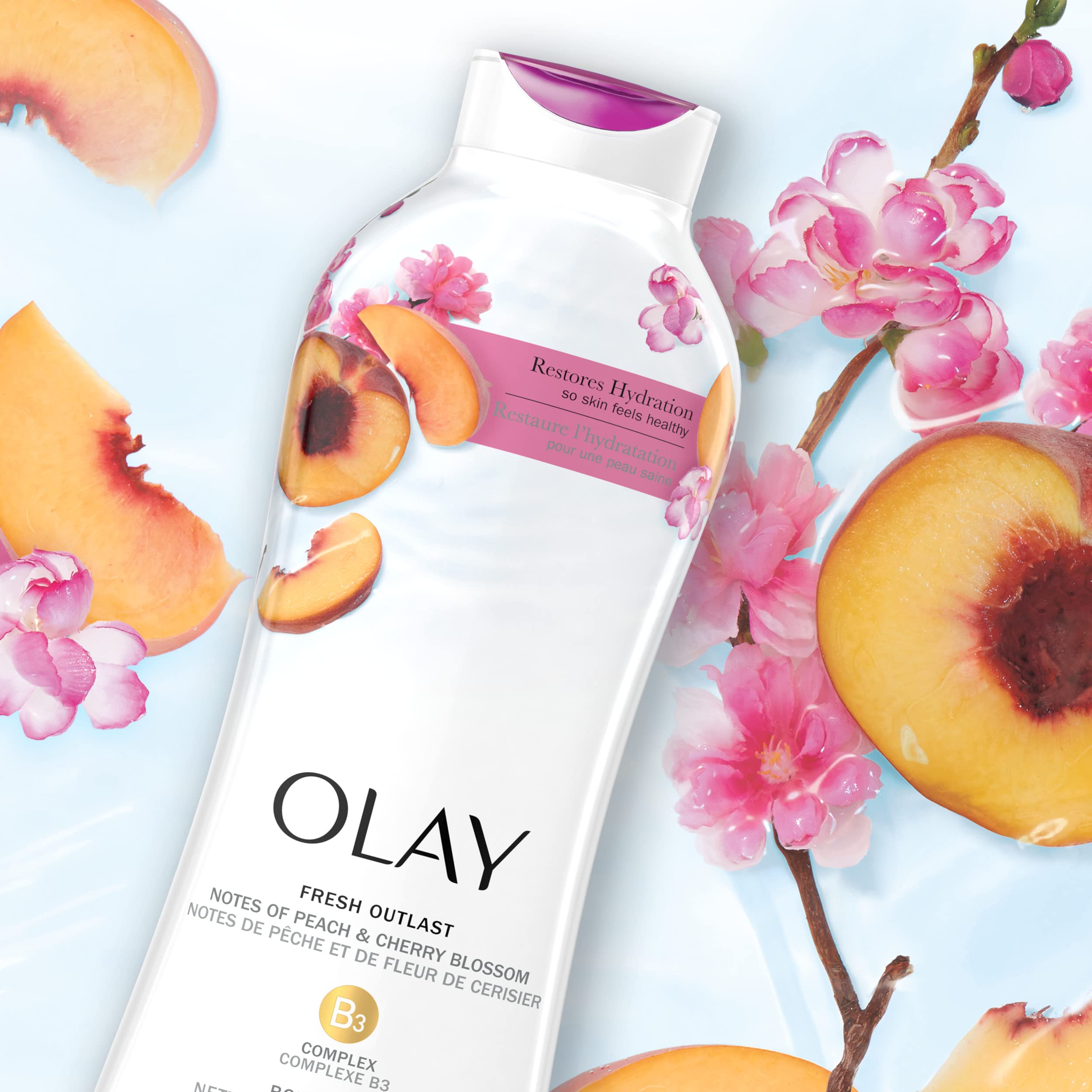 Foto 7 pulgar | Gel De Baño Olay Fresh Outlast Peach Cherry Blossom 650 Ml X4 - Venta Internacional.