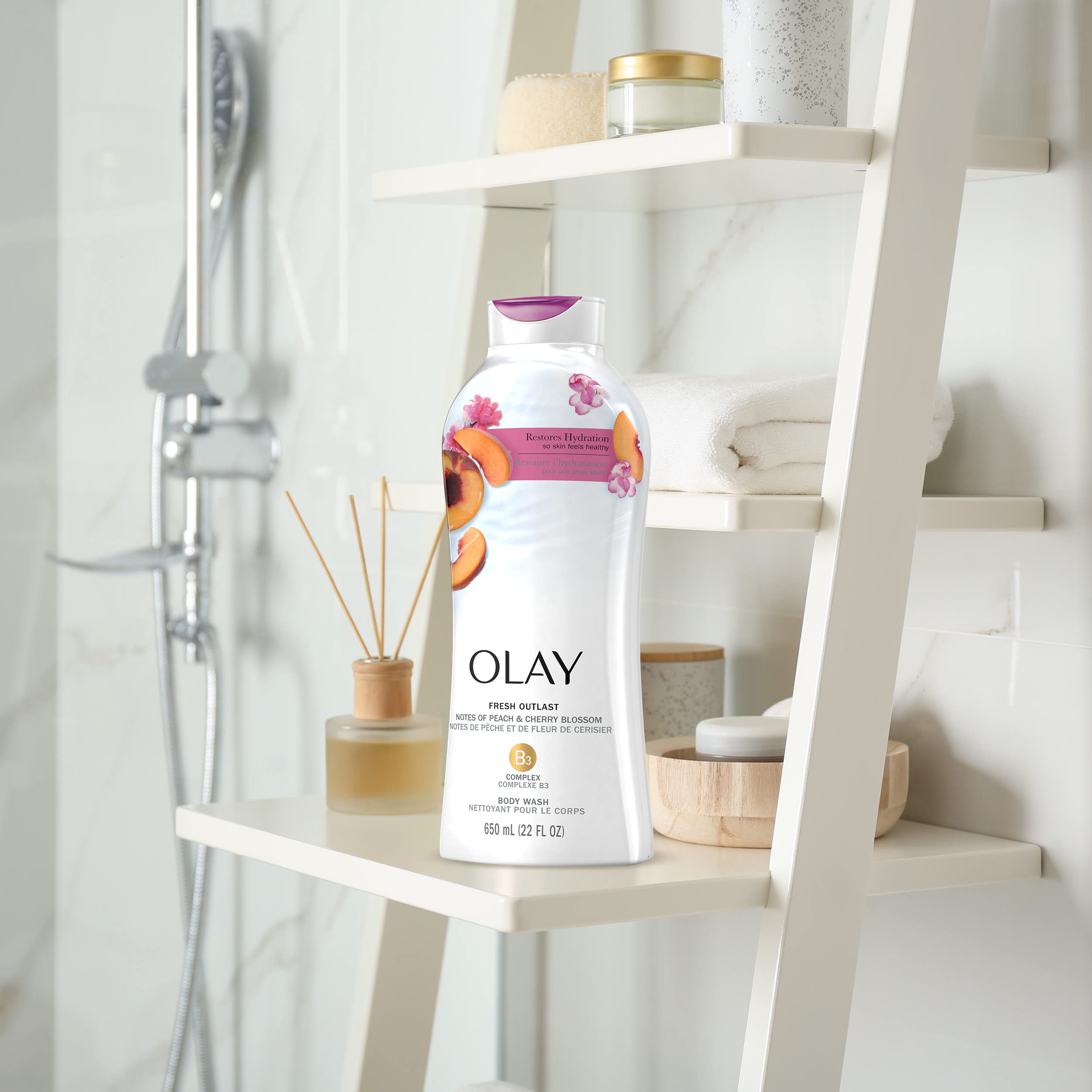 Foto 8 pulgar | Gel De Baño Olay Fresh Outlast Peach Cherry Blossom 650 Ml X4 - Venta Internacional.