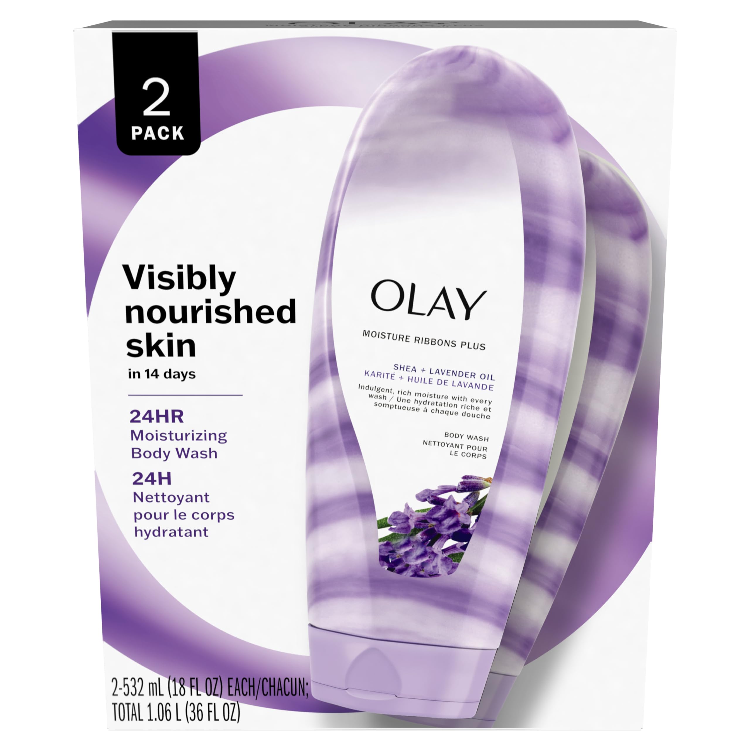 Foto 2 pulgar | Gel De Baño Olay Moisture Ribbons Plus Con Aceite De Karité Y Lavanda 530 Ml - Venta Internacional.