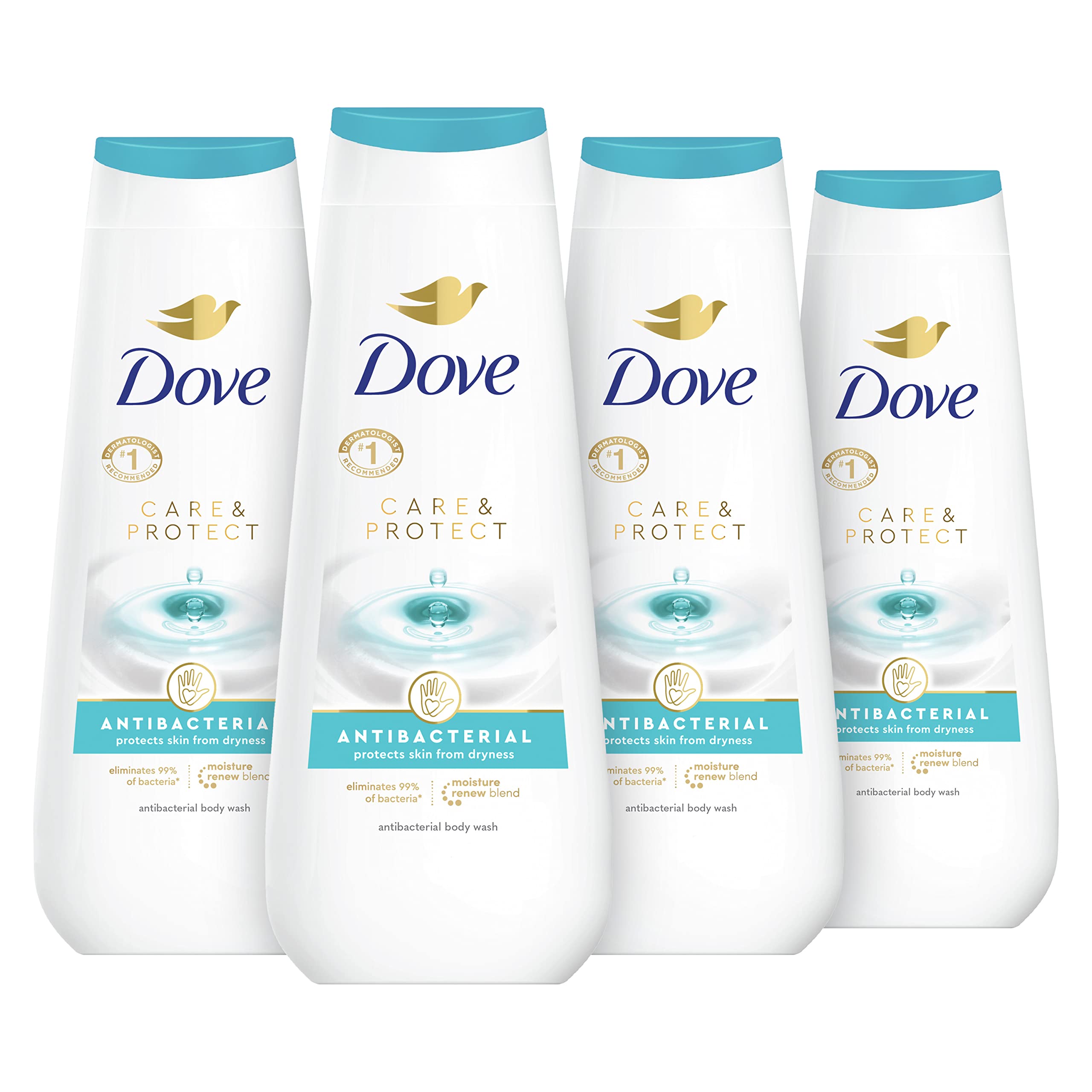 Gel De Baño Dove Care & Protect Antibacteriano, 4 X 500 Ml - Venta Internacional.