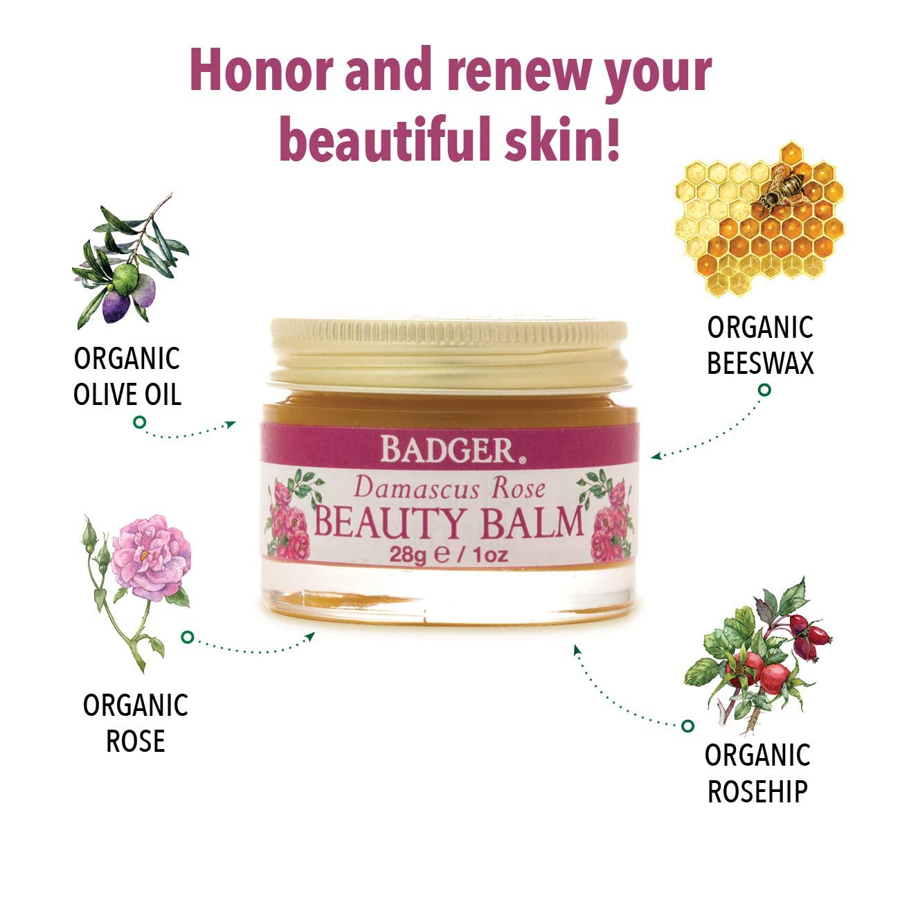 Foto 7 pulgar | Bálsamo Hidratante Facial Badger Rose Beauty Balm 28 g - Venta Internacional