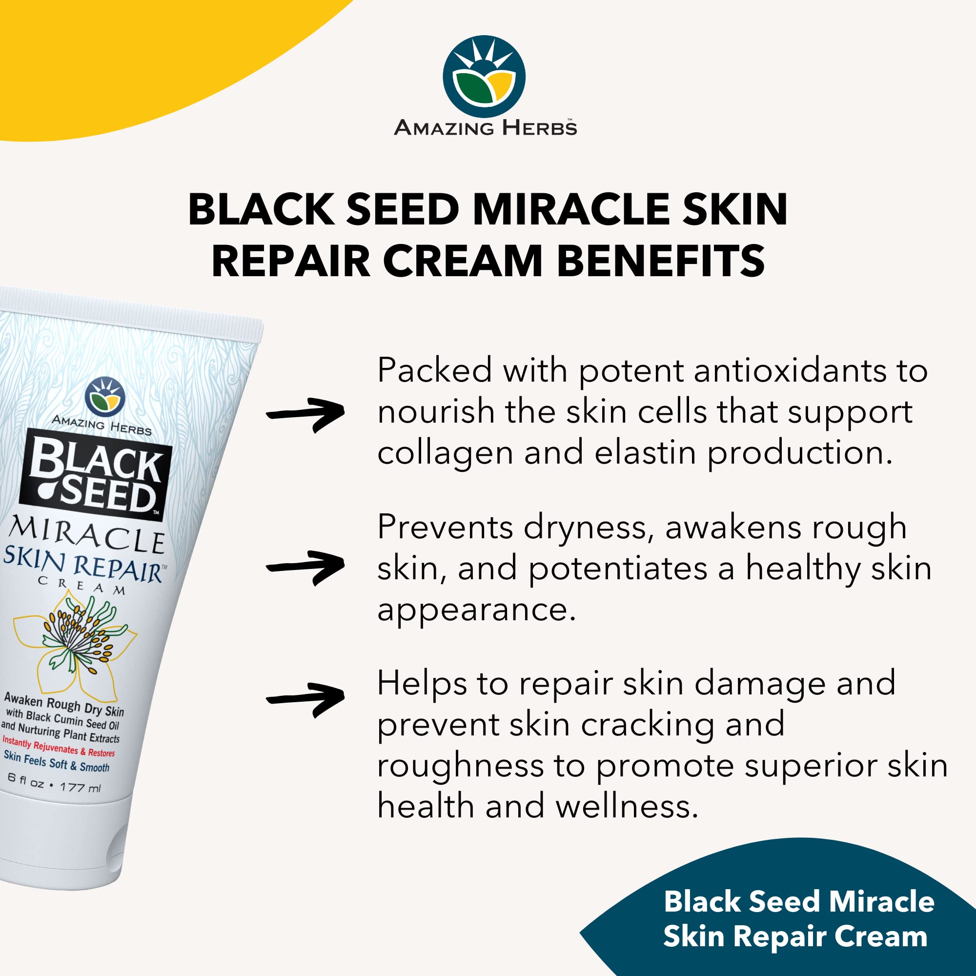 Foto 4 pulgar | Crema Reparadora Para La Piel Amazing Herbs Black Seed 180 Ml Con Vitamina E - Venta Internacional.