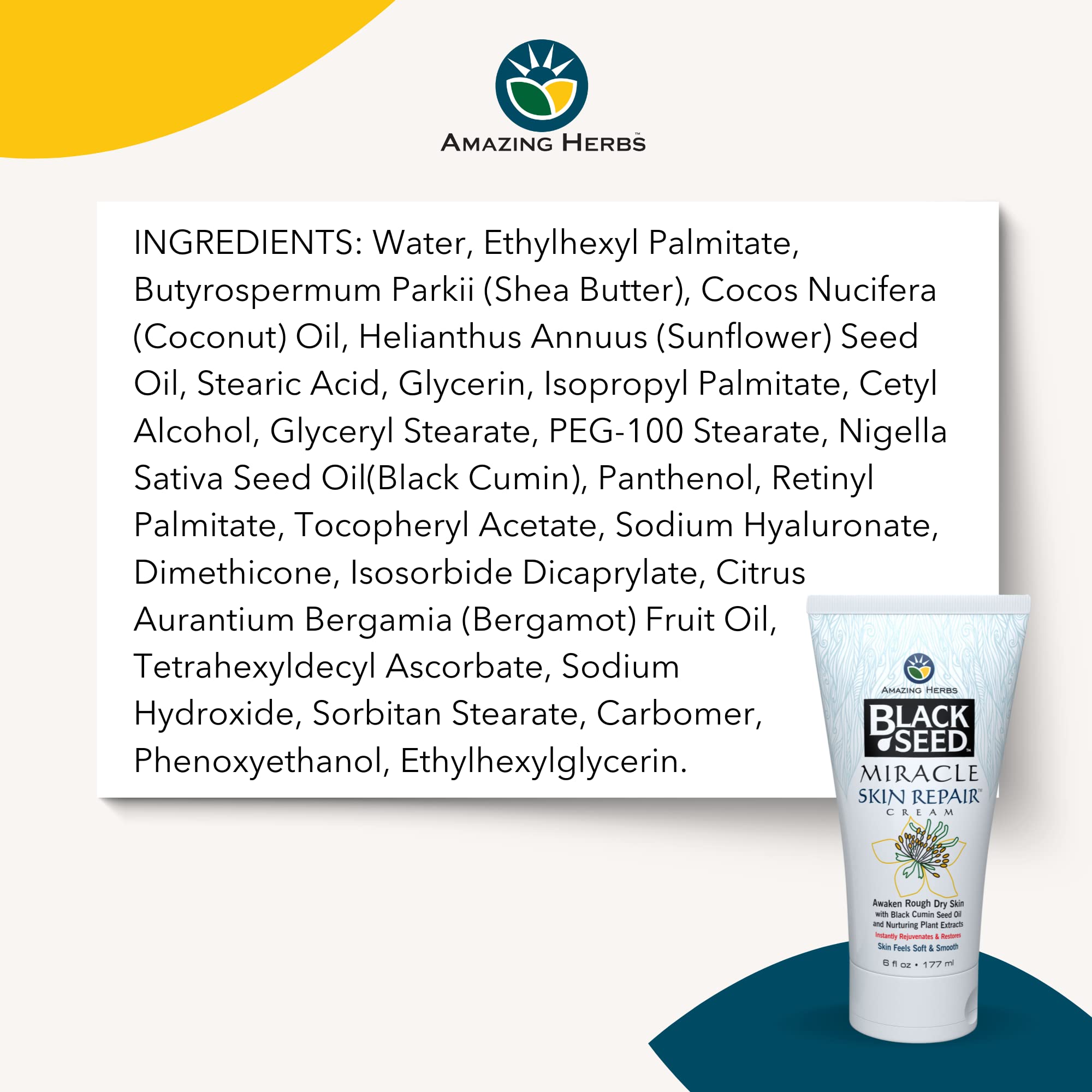 Foto 5 pulgar | Crema Reparadora Para La Piel Amazing Herbs Black Seed 180 Ml Con Vitamina E - Venta Internacional.