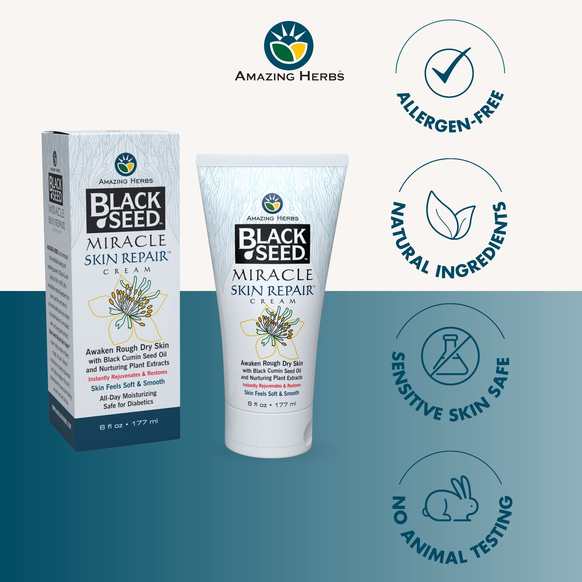 Foto 6 pulgar | Crema Reparadora Para La Piel Amazing Herbs Black Seed 180 Ml Con Vitamina E - Venta Internacional.