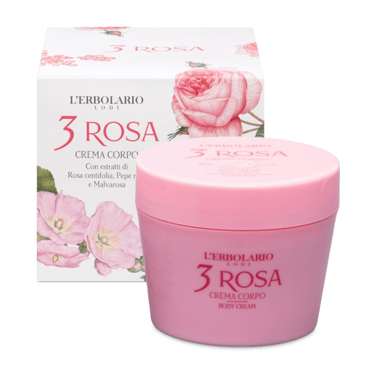 Crema Corporal L'erbolario 3 Rosa Hidratante Nutritiva 200 Ml - Venta Internacional.