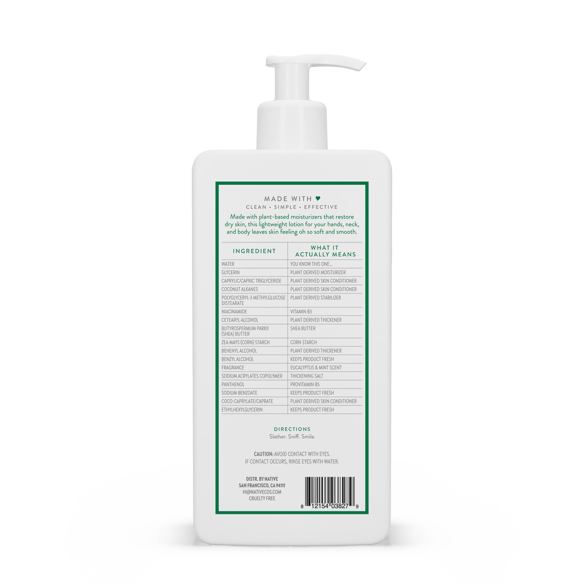 Foto 8 pulgar | Loción Corporal Native Restaura La Piel Seca Con Eucalipto Y Menta, 500 Ml - Venta Internacional.