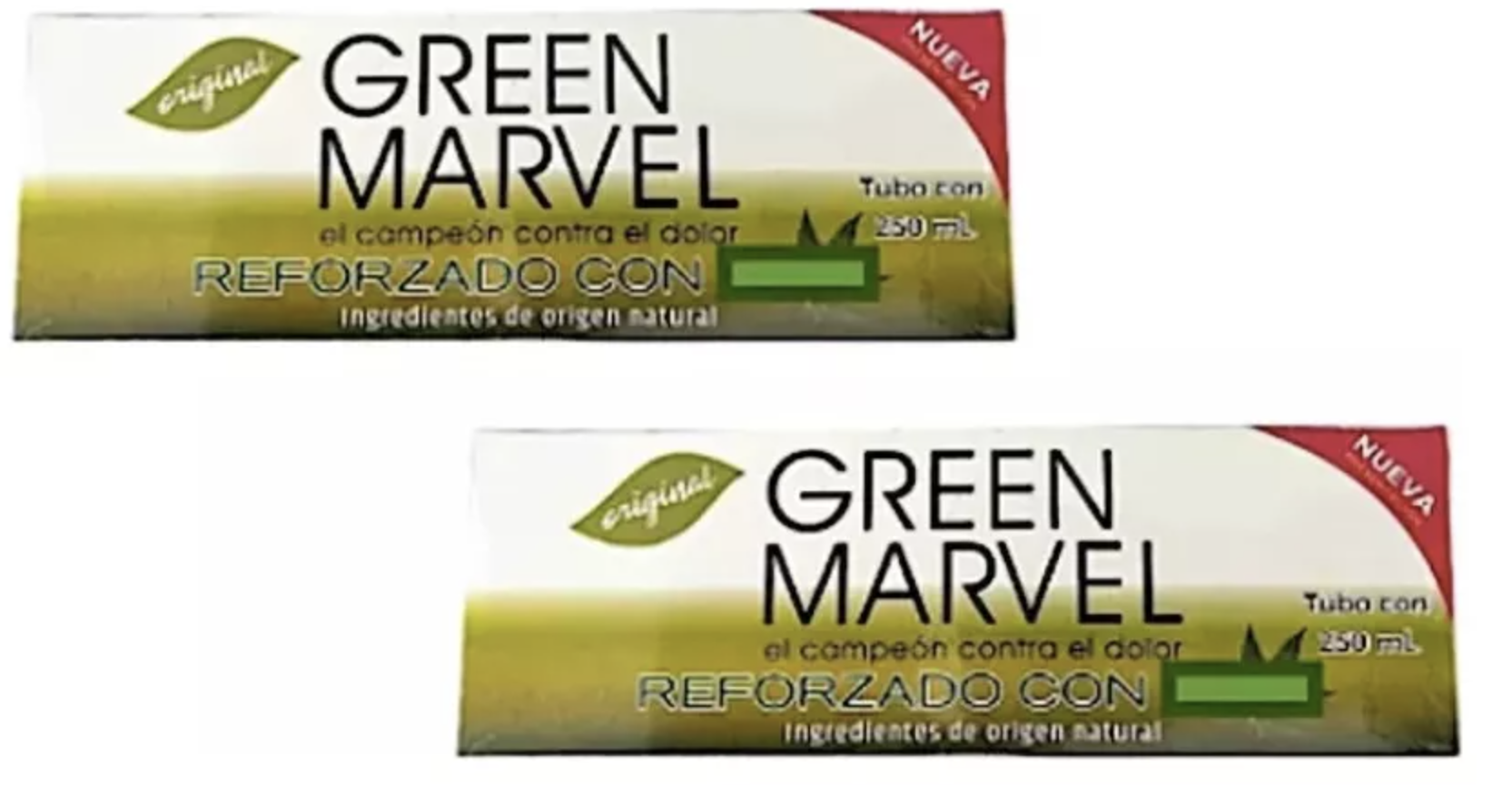 Green Marvel Gel Reforzado Auxiliar Dolores Articulares Musculares 2 Piezas Con 250ml