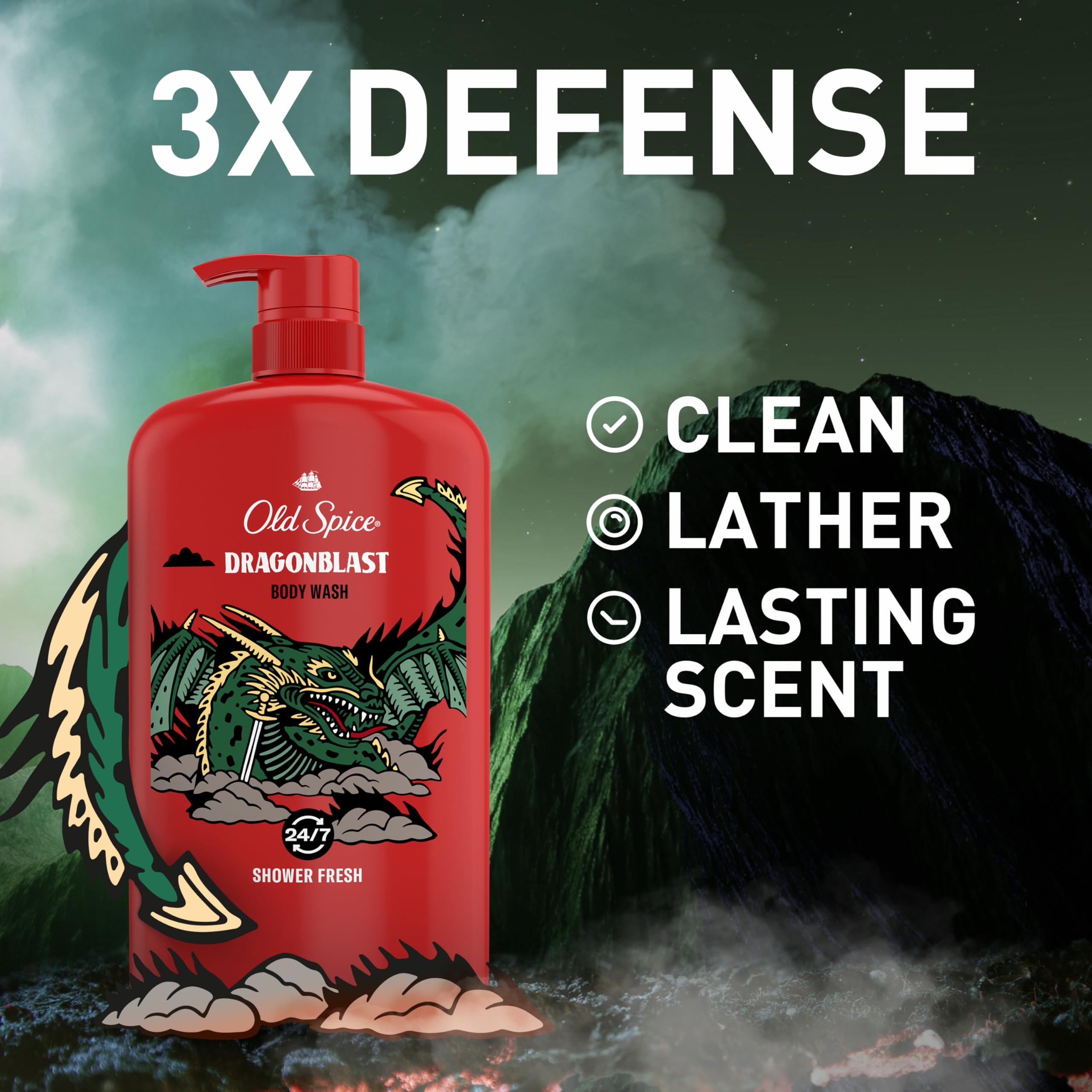 Foto 3 pulgar | Gel de Baño Old Spice 3x Defense 24/7 Shower Fresh Men 1lx4 - Venta Internacional