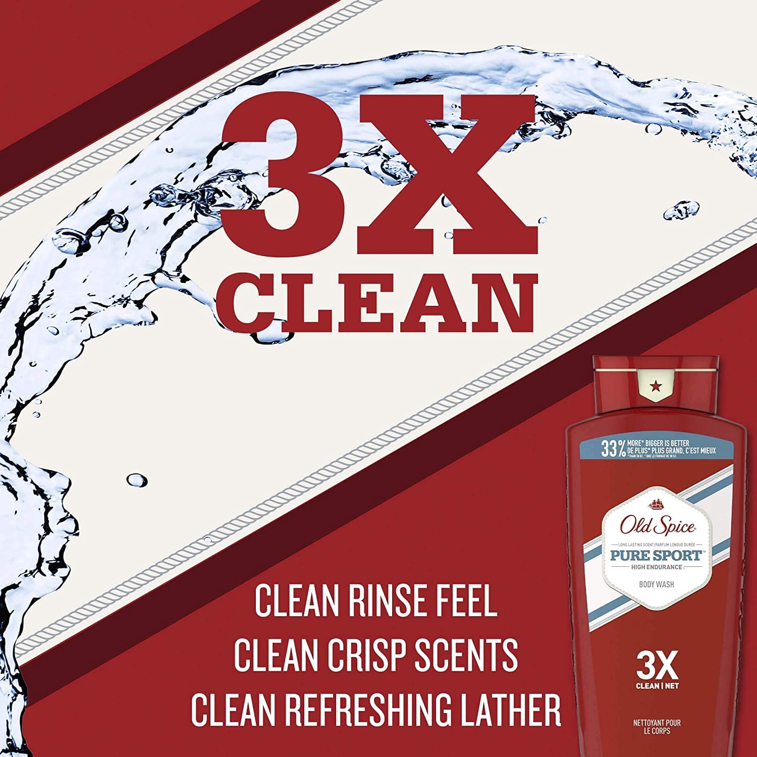 Foto 5 | Gel De Baño Old Spice Pure Sport 3x Clean Para Hombre - Venta Internacional.