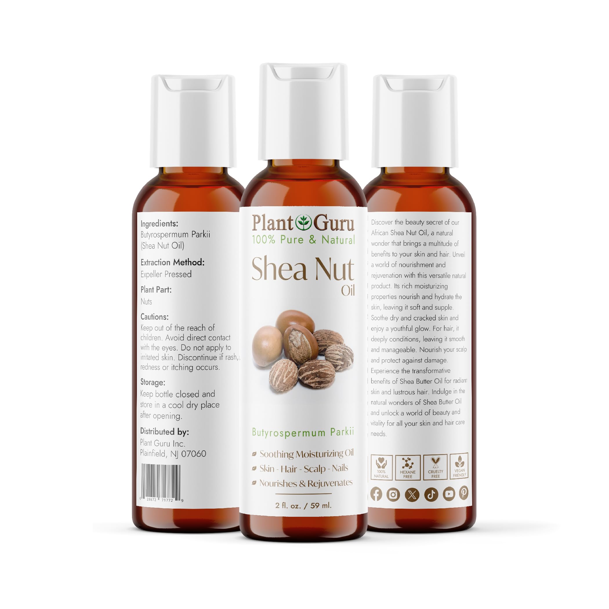 Foto 2 | Aceite De Manteca De Karité Plant Guru, 60 Ml, 100% Puro Y Natural - Venta Internacional.