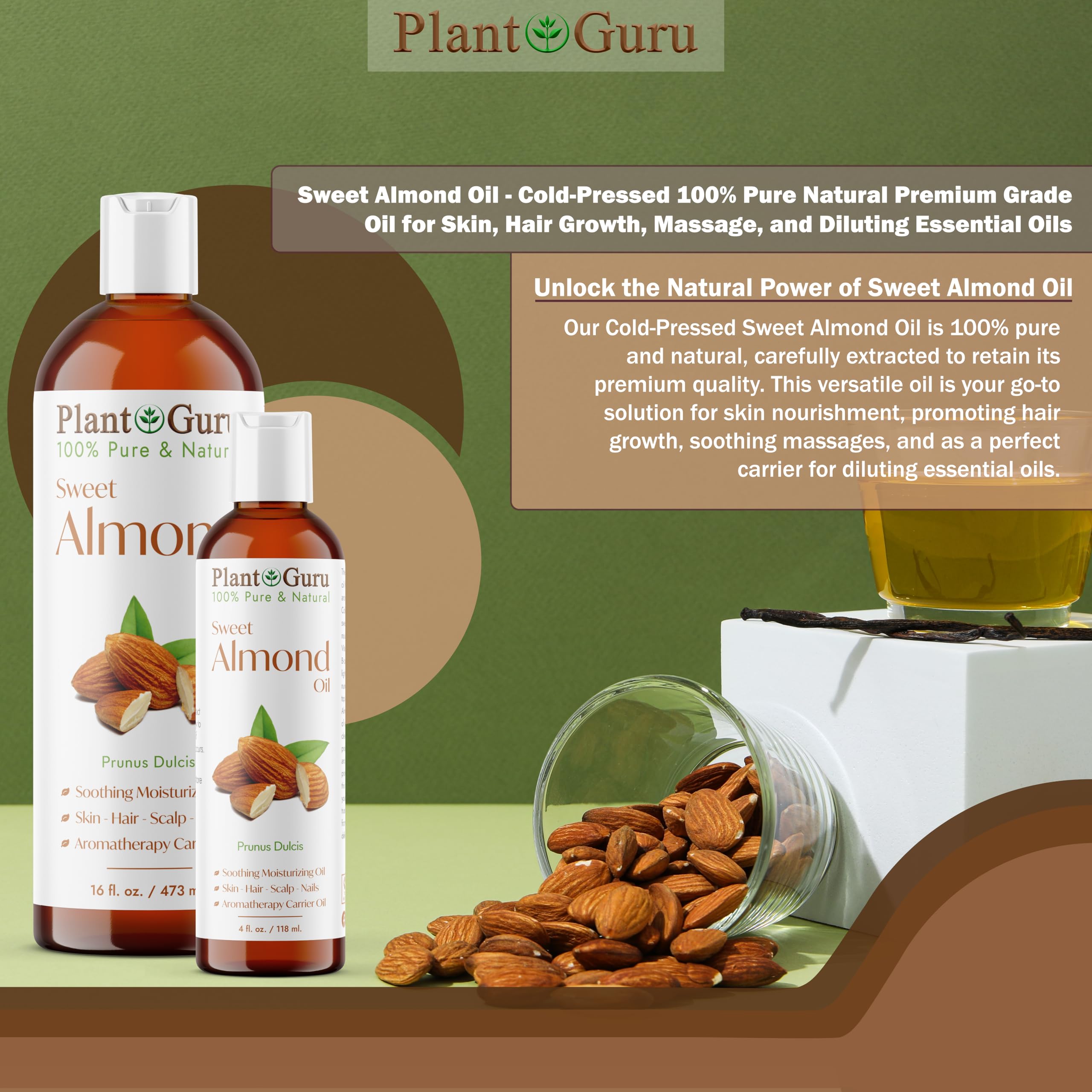 Foto 4 pulgar | Aceite De Almendras Dulces Carrier Oil Plant Guru, 120 Ml, Prensado En Frío - Venta Internacional.