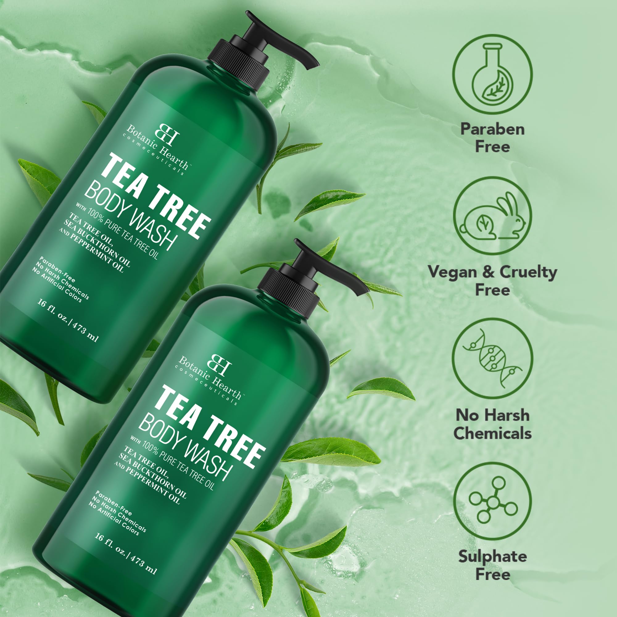Foto 4 | Gel De Baño Botanic Hearth Tea Tree, 473 Ml, Alivia La Picazón En La Piel, 2 Veces - Venta Internacional.