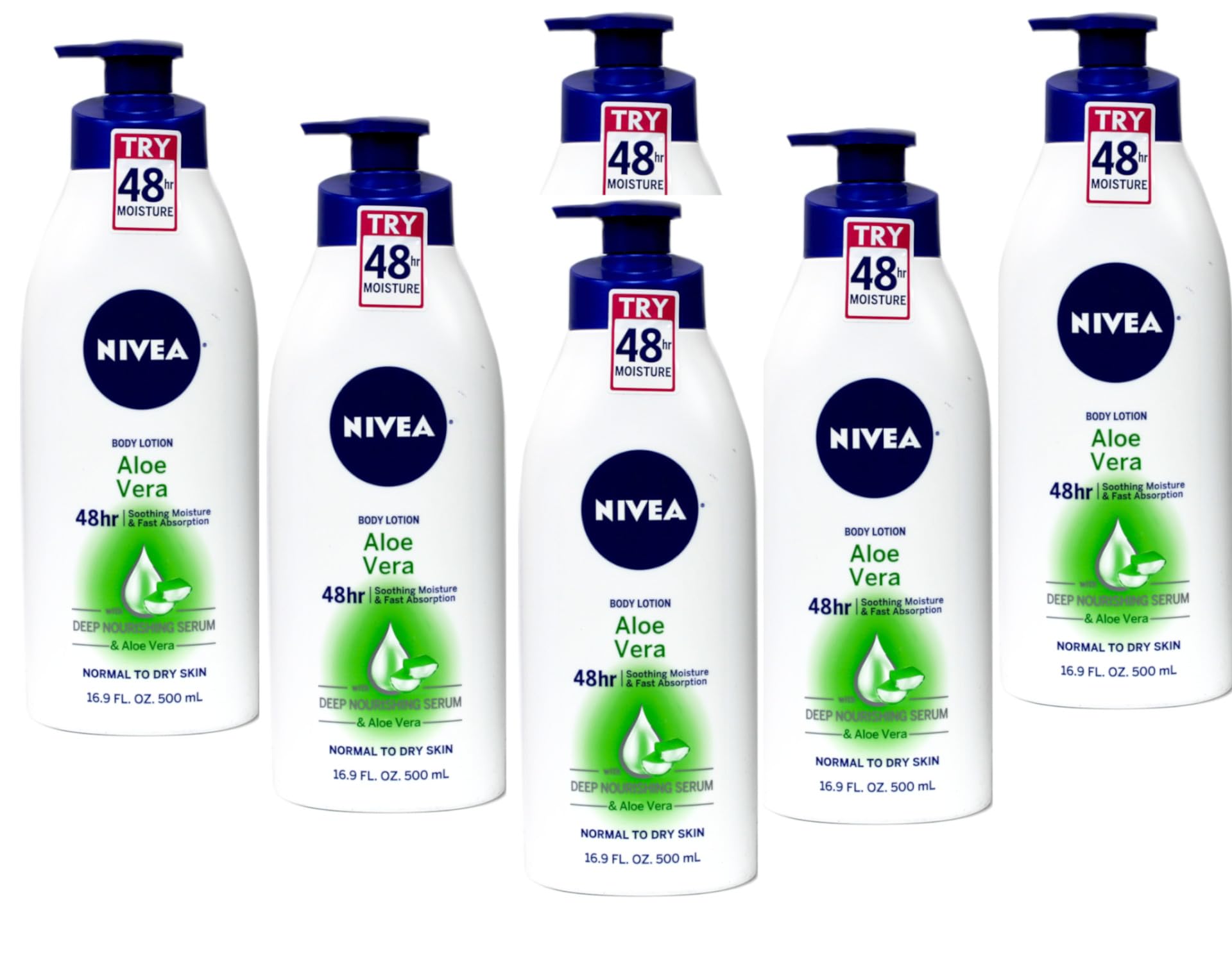 Loción Nivea Aloe Vera 48 Horas, 500 Ml (paquete De 6) Para Piel Seca - Venta Internacional.