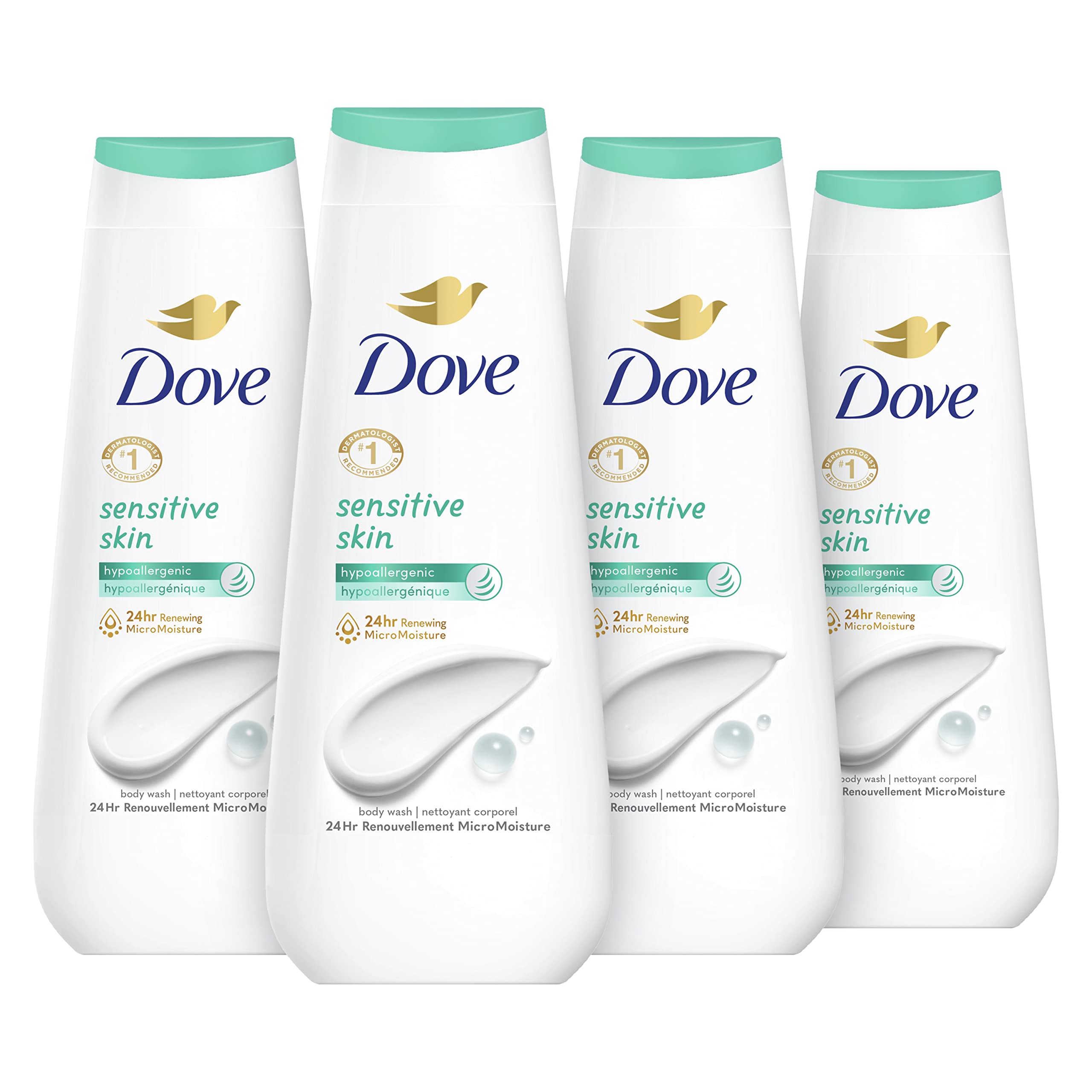 Gel De Baño Dove Para Piel Sensible Hipoalergénico, 20 Ml, Paquete De 4 - Venta Internacional.
