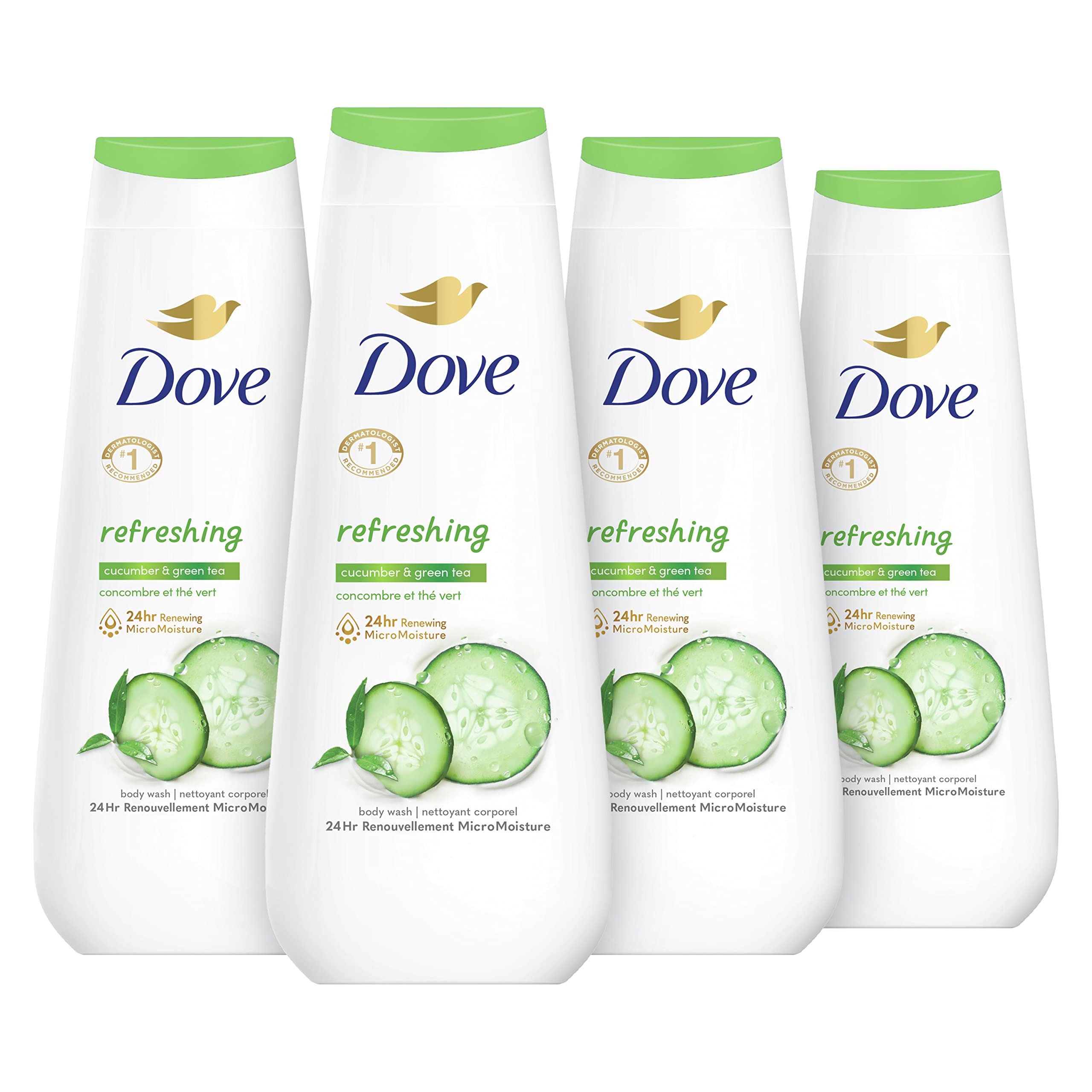 Body Wash Dove Refrescante De Pepino Y Té Verde, 600 Ml, Paquete De 4 - Venta Internacional.