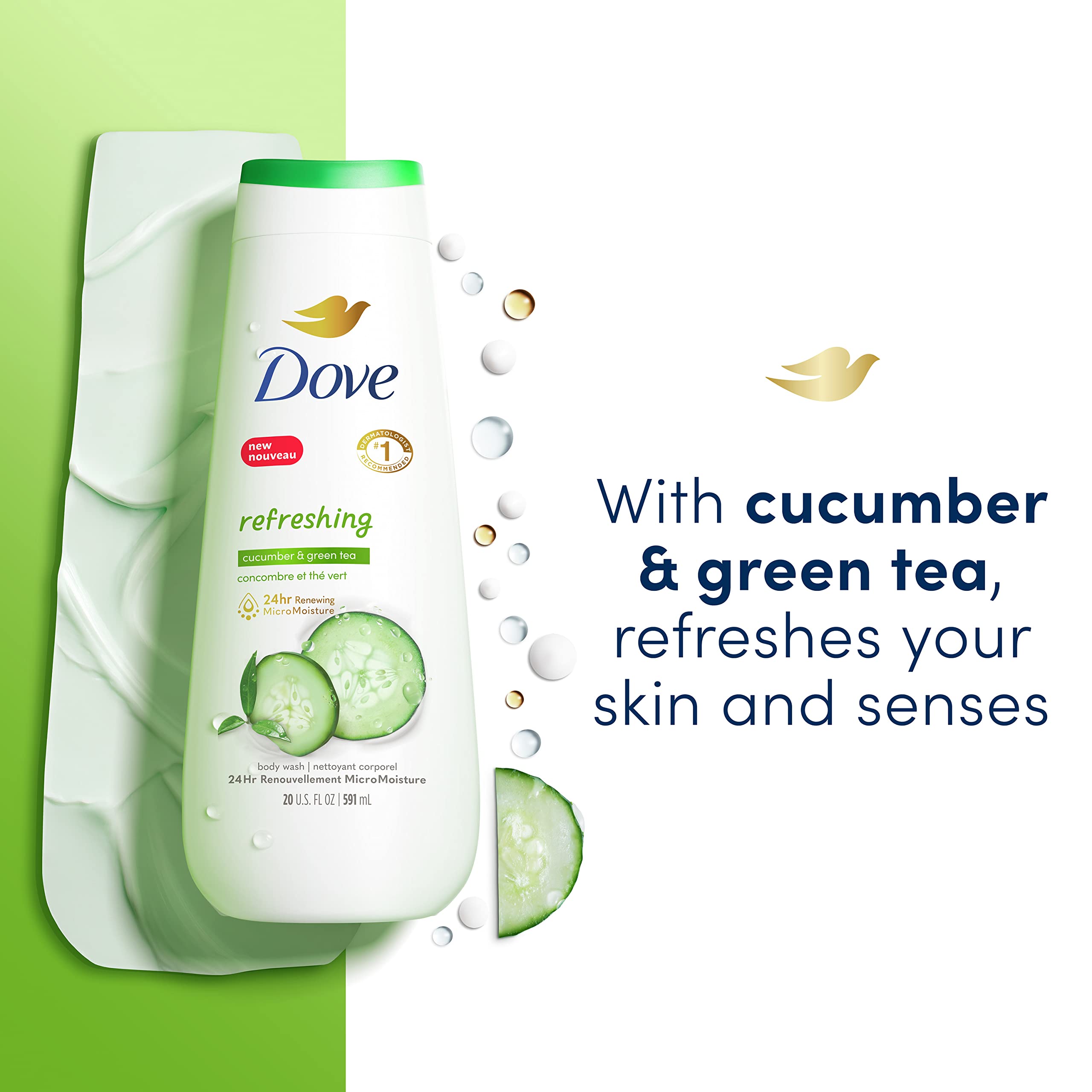 Foto 4 pulgar | Body Wash Dove Refrescante De Pepino Y Té Verde, 600 Ml, Paquete De 4 - Venta Internacional.