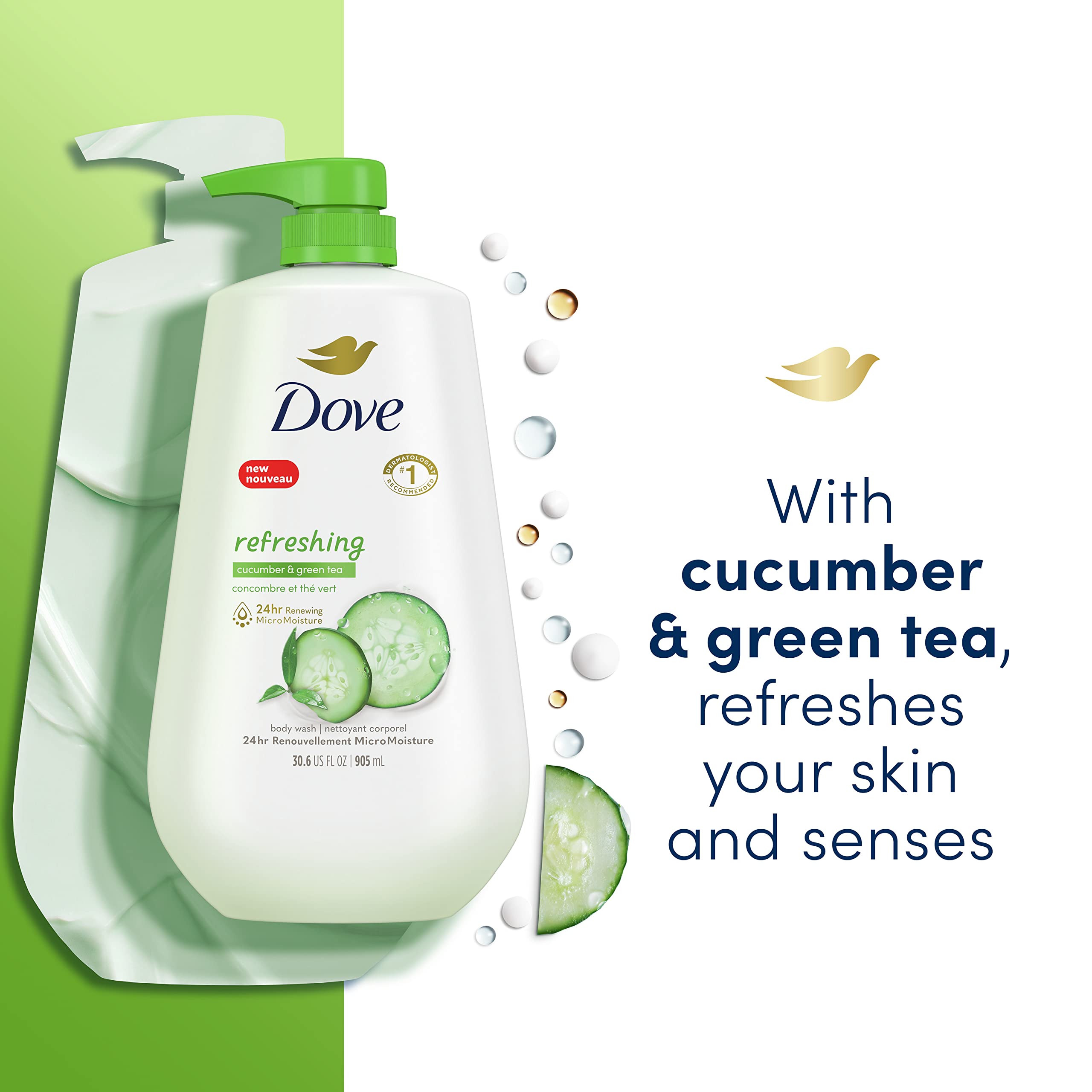 Foto 4 pulgar | Body Wash Dove Refrescante De Pepino Y Té Verde, 900 Ml, Paquete De 3 - Venta Internacional.