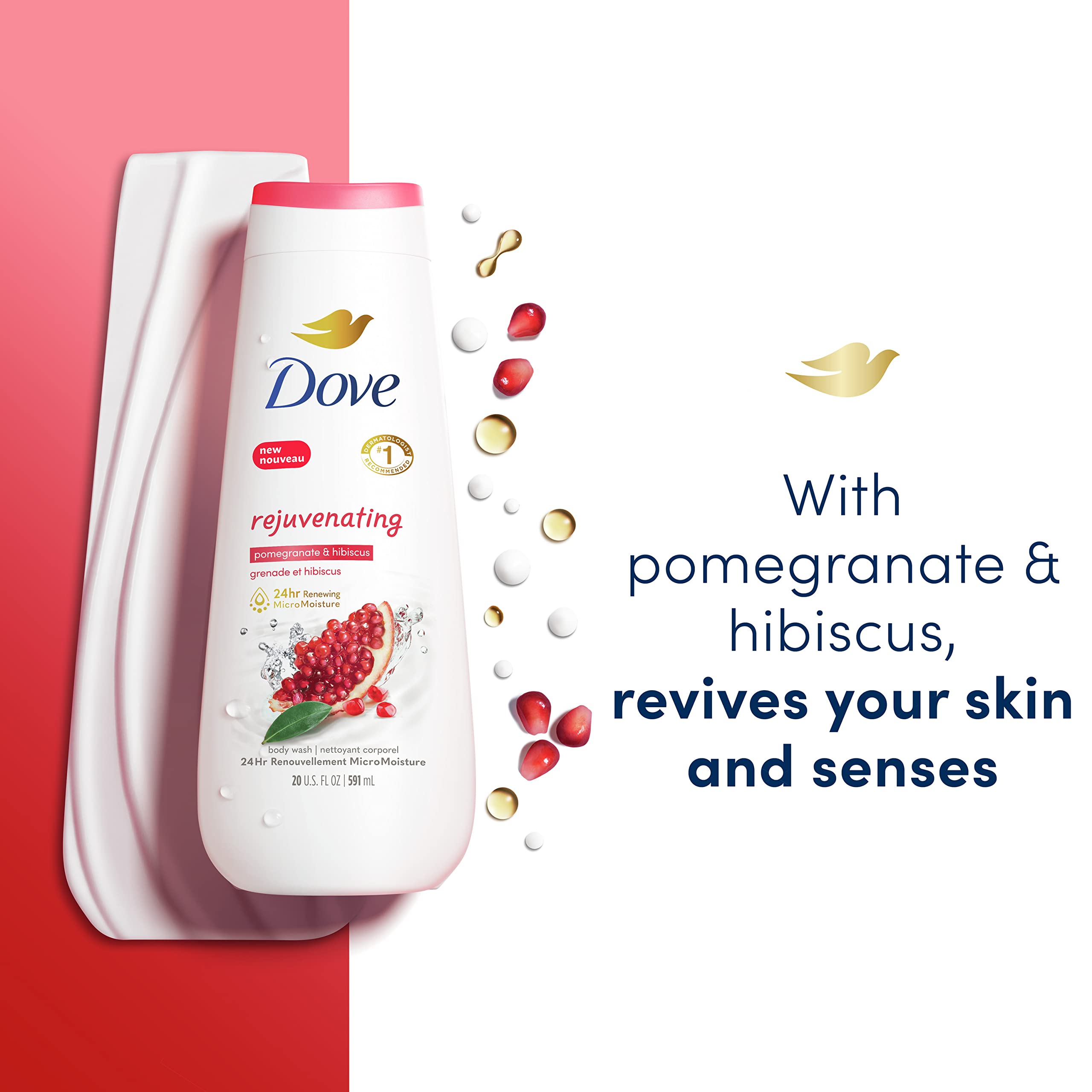 Foto 4 pulgar | Gel De Baño Dove Rejuvenecedor Con Granada E Hibisco 600 Ml X4 - Venta Internacional.
