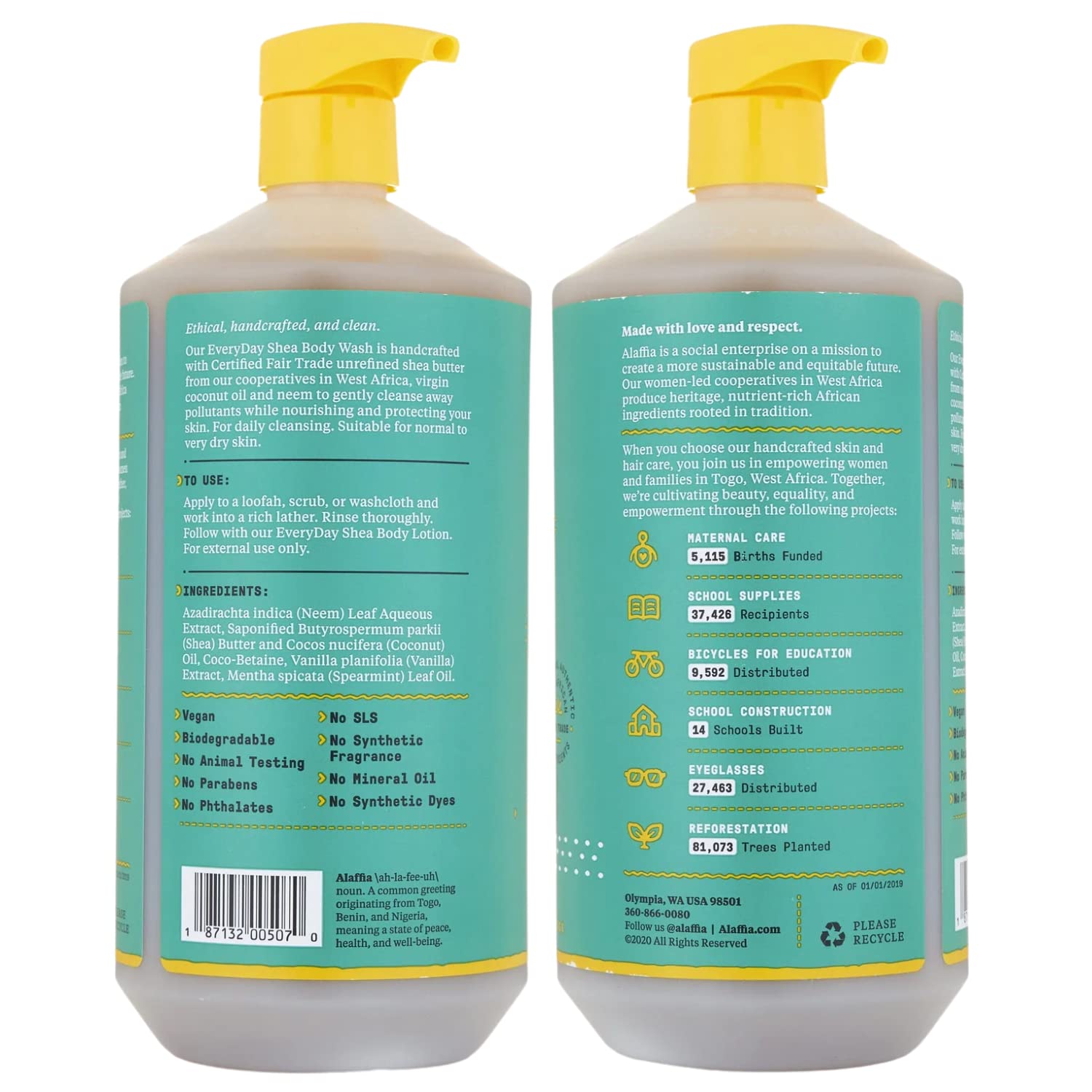 Foto 2 | Gel De Baño Alaffia Everyday Shea Con Manteca De Karité 946 Ml, Vainilla Y Menta - Venta Internacional.