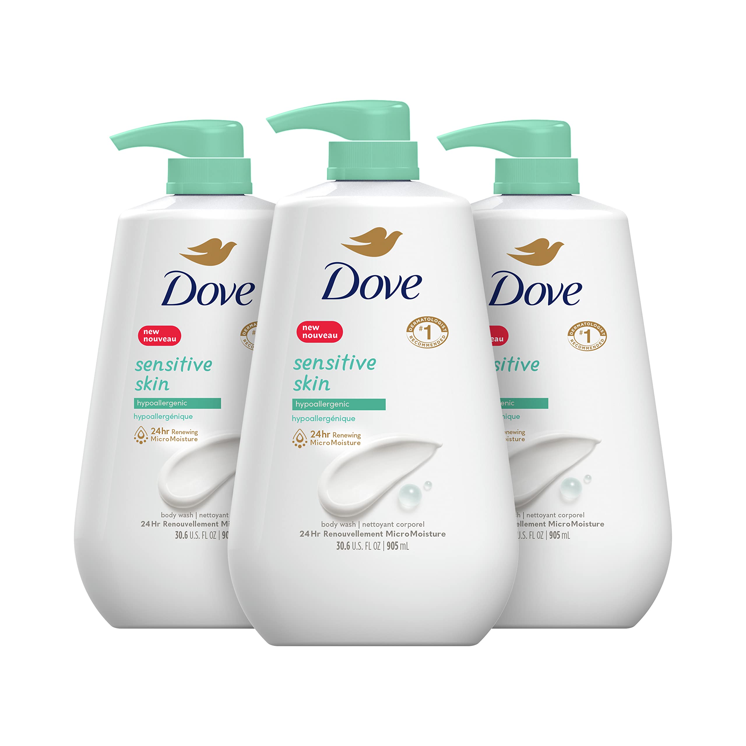 Foto 2 pulgar | Gel De Baño Dove Para Piel Sensible Hipoalergénico, 900 Ml, Paquete De 3 - Venta Internacional.