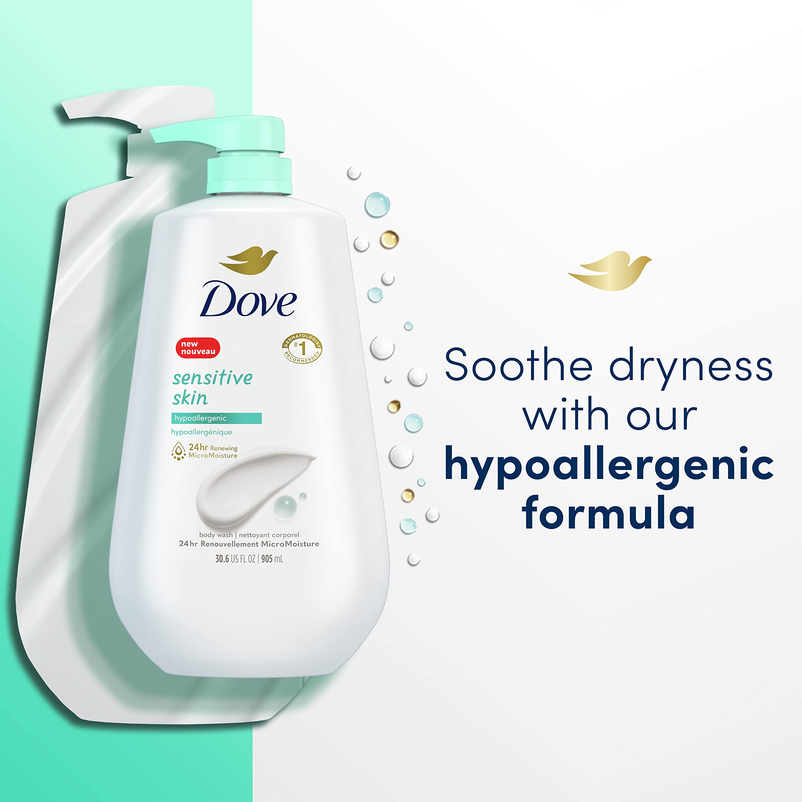 Foto 4 pulgar | Gel De Baño Dove Para Piel Sensible Hipoalergénico, 900 Ml, Paquete De 3 - Venta Internacional.