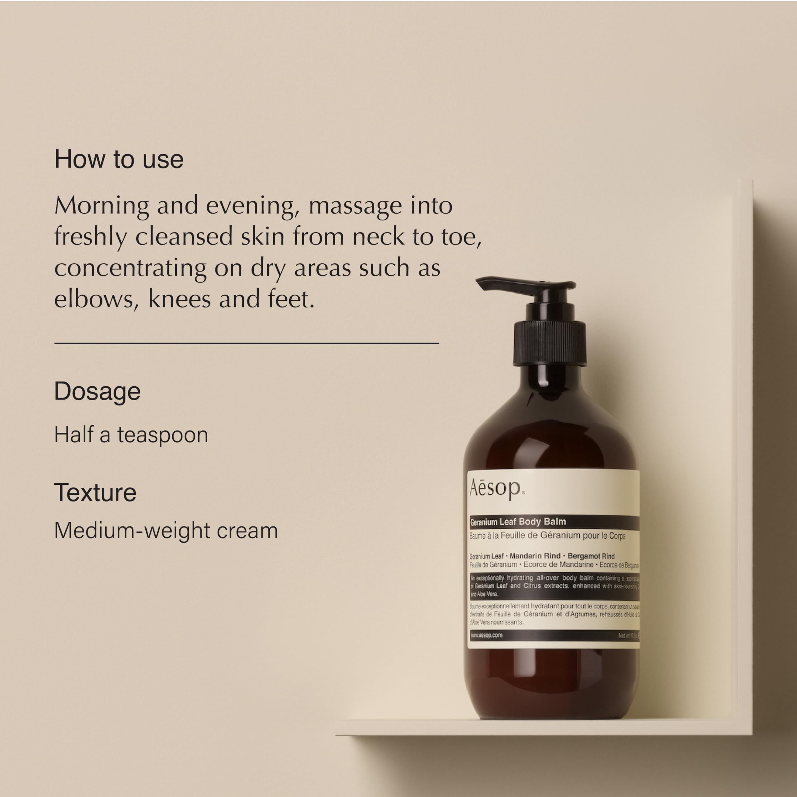 Foto 3 pulgar | Bálsamo Corporal Aesop Para Suavizar La Piel Con Hojas De Geranio, 500 Ml - Venta Internacional.