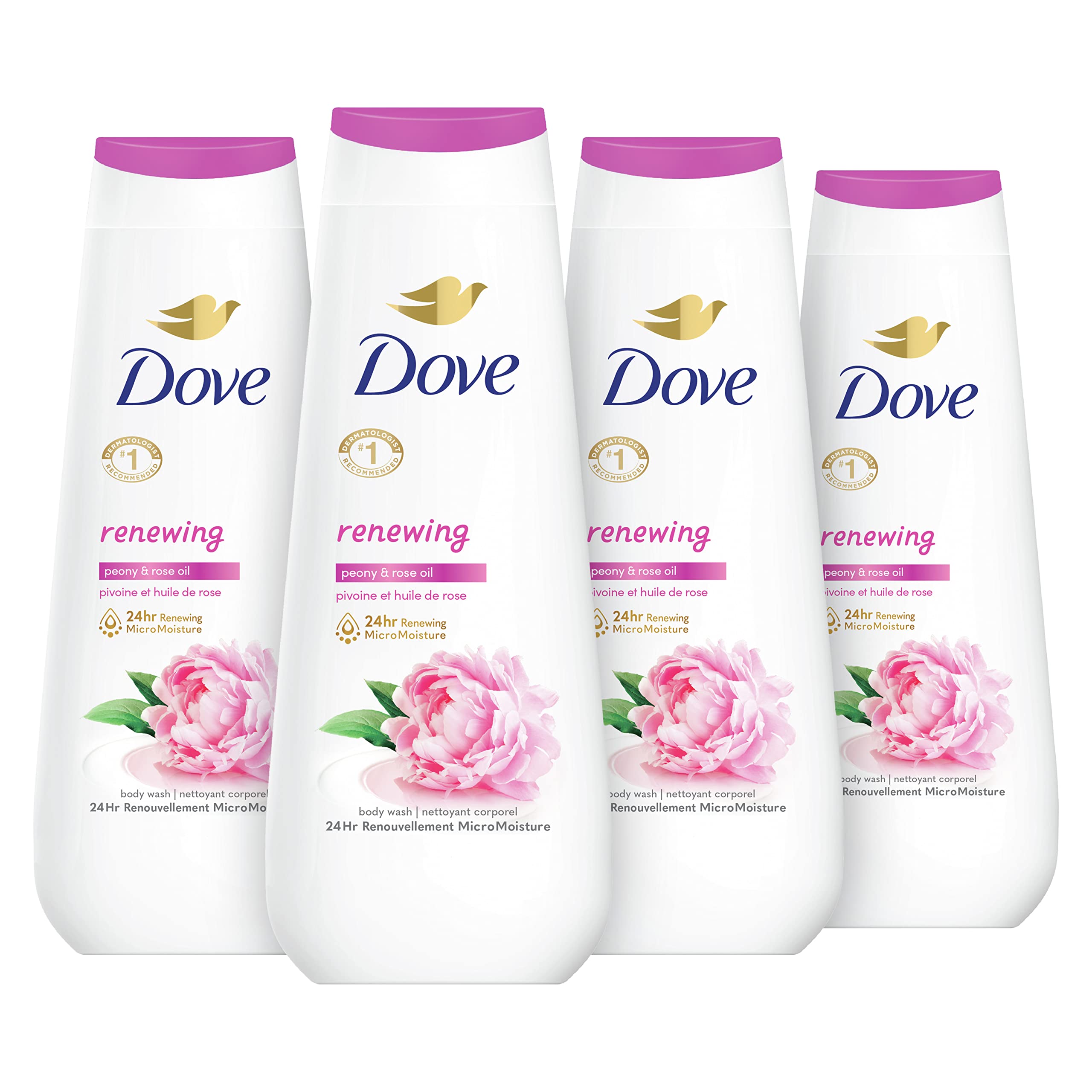 Foto 1 | Gel de Baño Dove de Peonía y Rosa 591 Ml Paquete de 4 - Venta Internacional