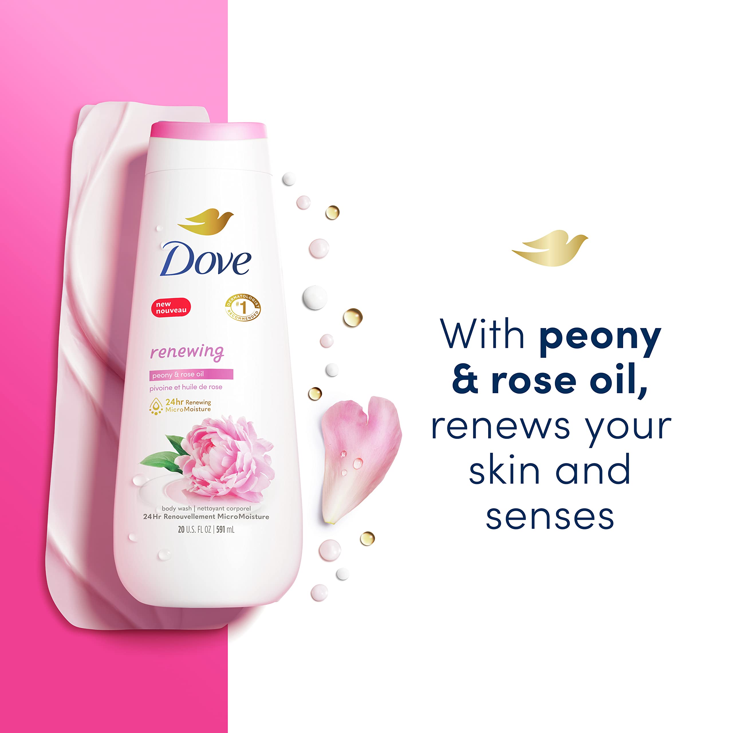 Foto 4 pulgar | Gel de Baño Dove de Peonía y Rosa 591 Ml Paquete de 4 - Venta Internacional