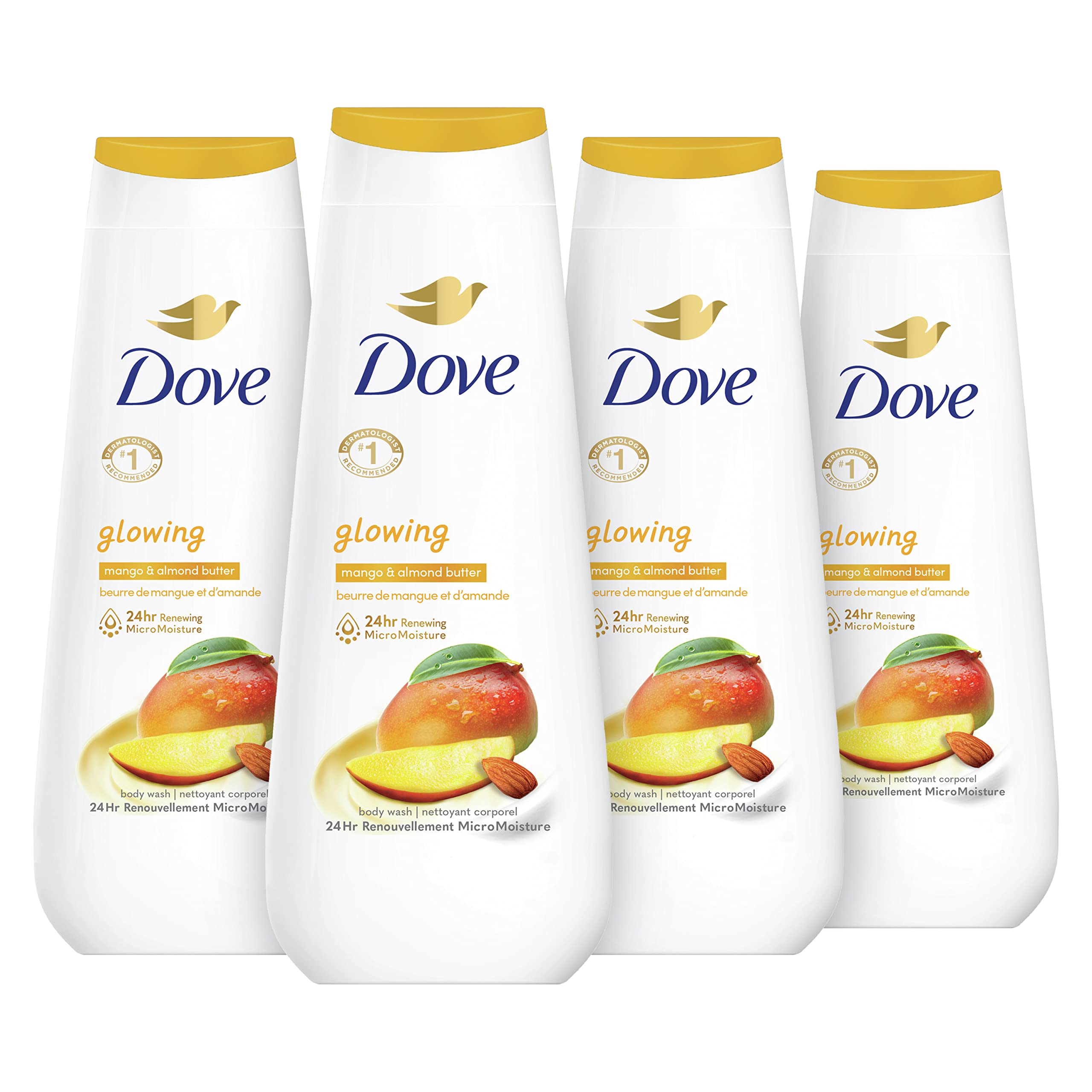 Foto 2 pulgar | Body Wash Dove Glowing Mantequilla De Mango Y Almendras 600 Ml Paquete De 4 - Venta Internacional