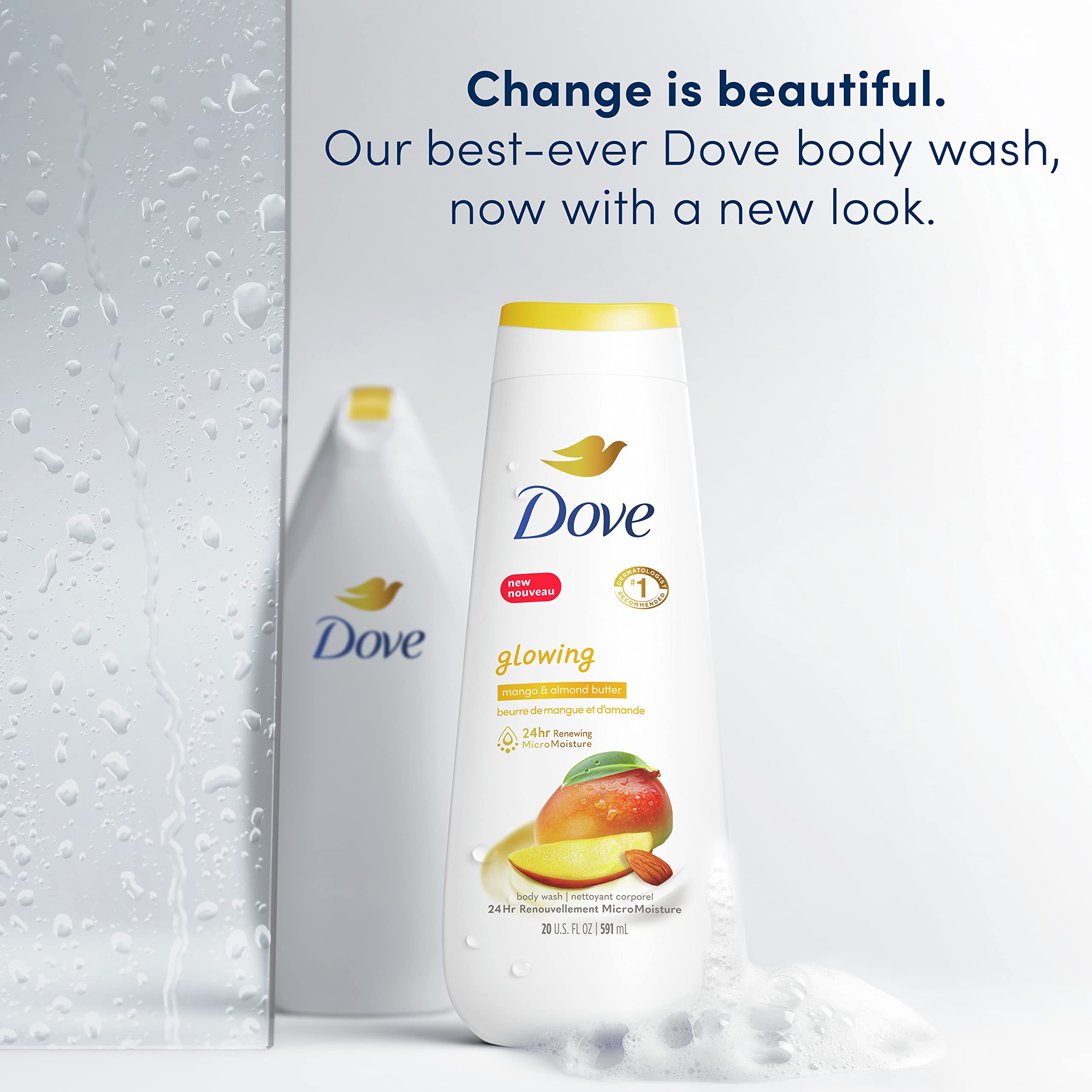 Foto 2 | Body Wash Dove Glowing Mantequilla De Mango Y Almendras 600 Ml Paquete De 4 - Venta Internacional