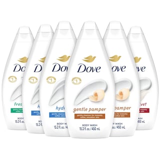 Foto 1 | Gel de Baño Dove Variety Paquete de 6 Unidades Hydrate Gentle Pamper 450 Ml - Venta Internacional