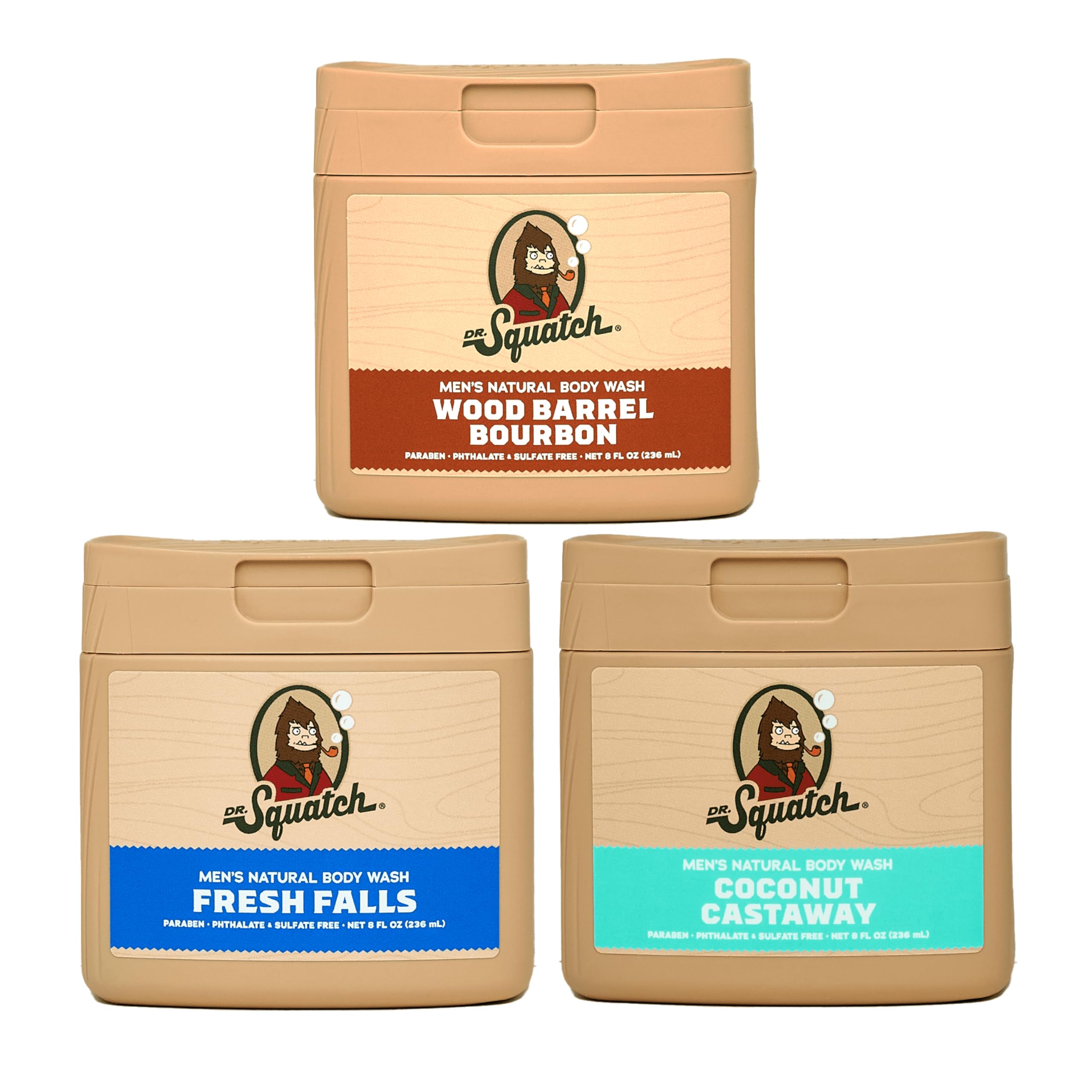 Gel de Baño Dr. Squatch Wood Barrel Bourbon 240 Ml Paquete de 3 - Venta Internacional