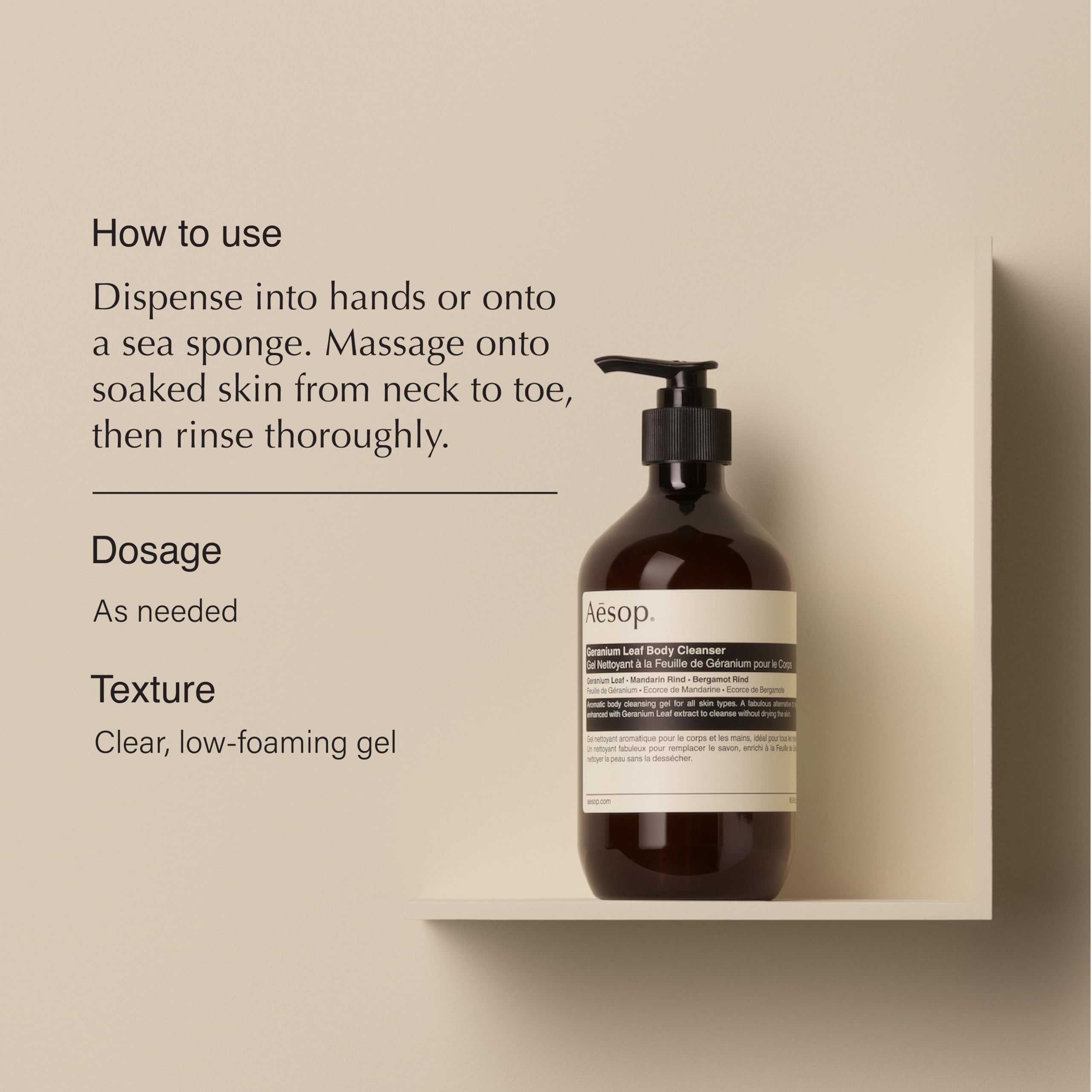 Foto 3 pulgar | Limpiador Corporal Aesop Geranium Leaf 500 Ml Con Mandarina Y Bergamota - Venta Internacional.