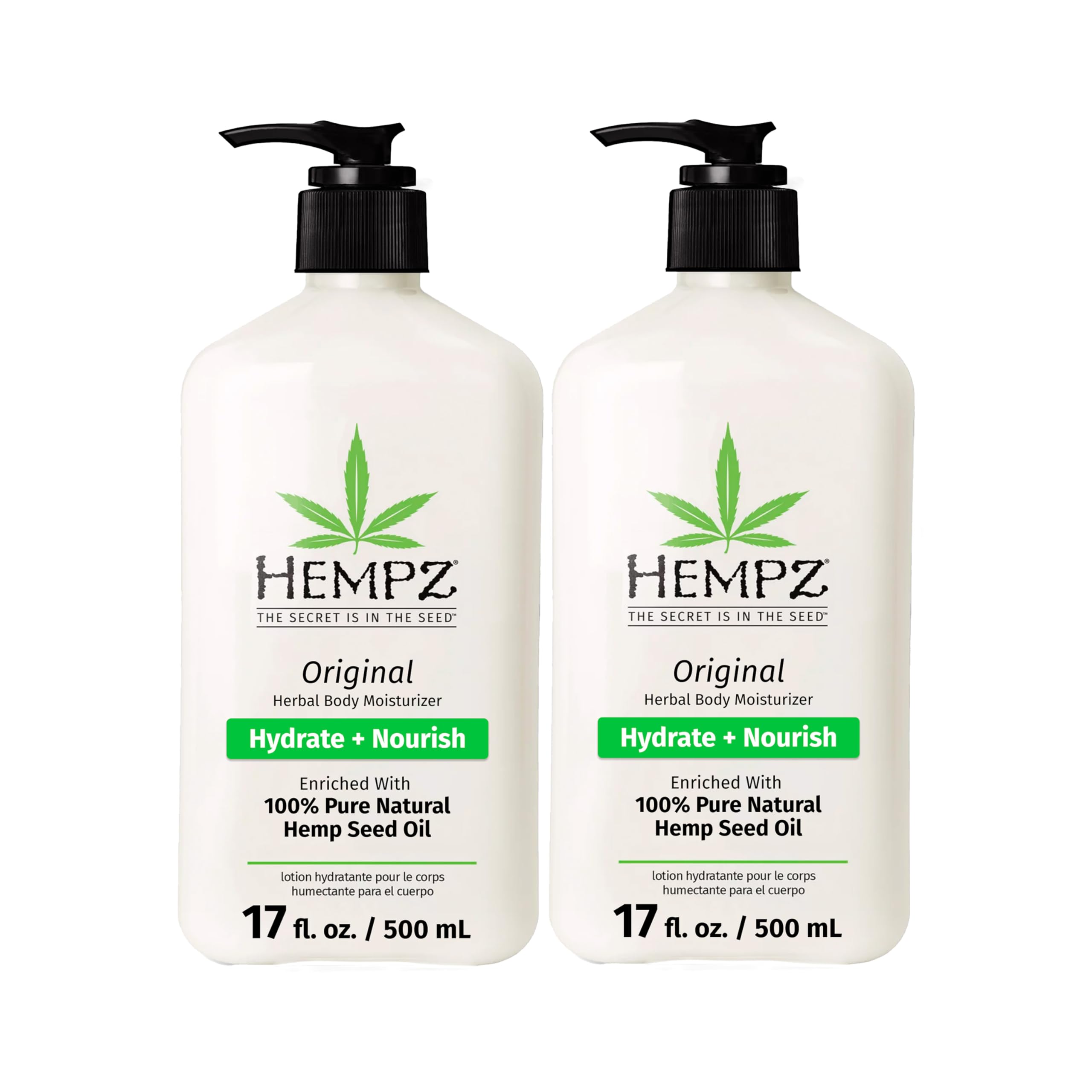 Hidratante Corporal Hempz Original, Aceite De Semillas De Cáñamo, 500 Ml, Paquete De 2 - Venta Internacional.