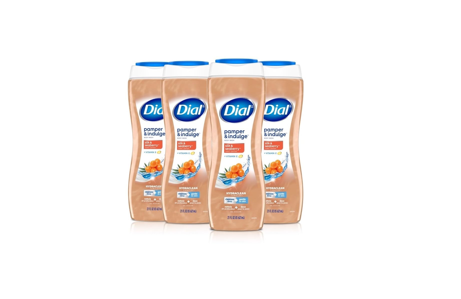 Gel de Baño Dial Pamper & Indulge Silk & Seaberry 620 Ml X4 - Venta Internacional