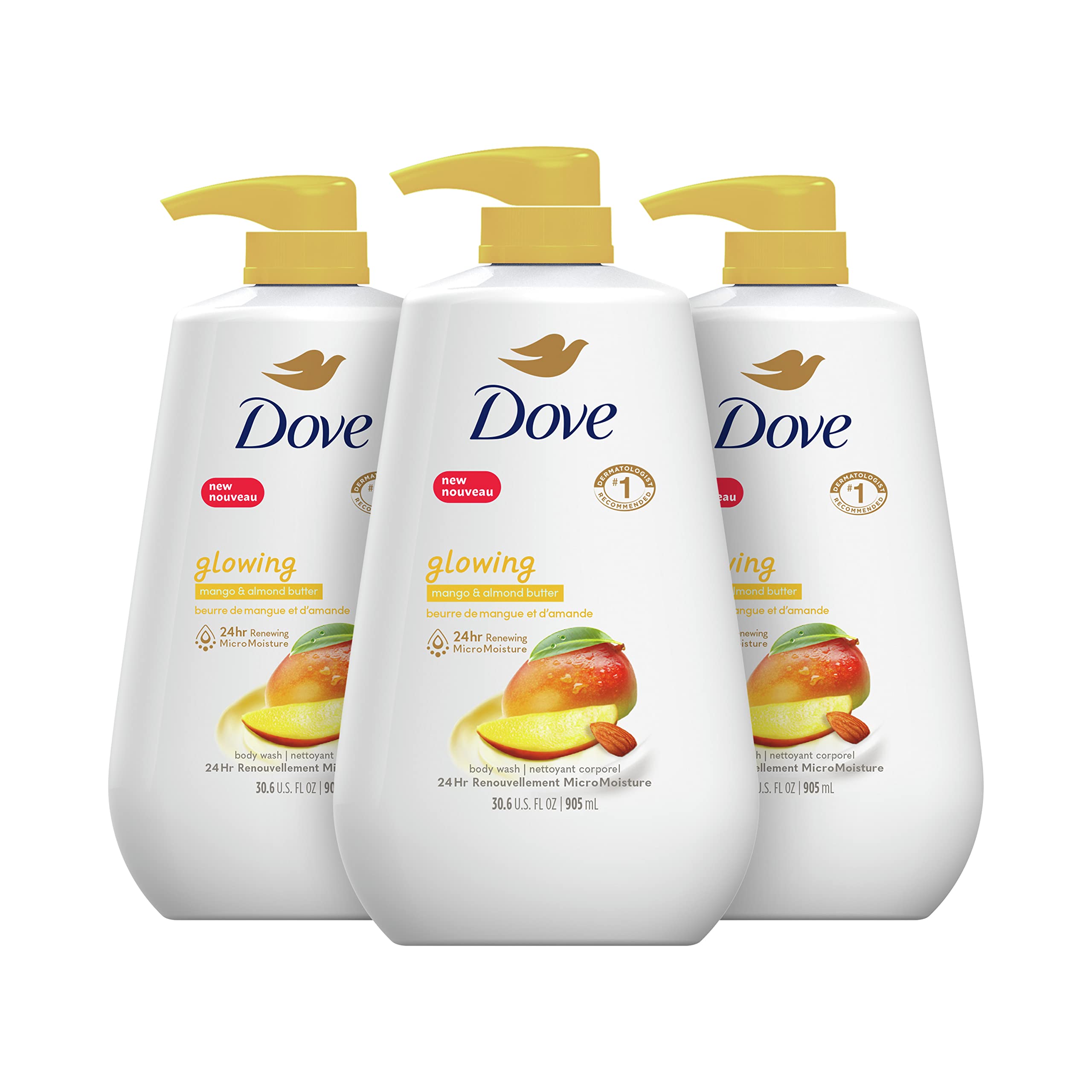 Foto 2 pulgar | Crema de Mango y Almendras Dove Glowing Body Wash 900 Ml Paquete de 3 - Venta Internacional