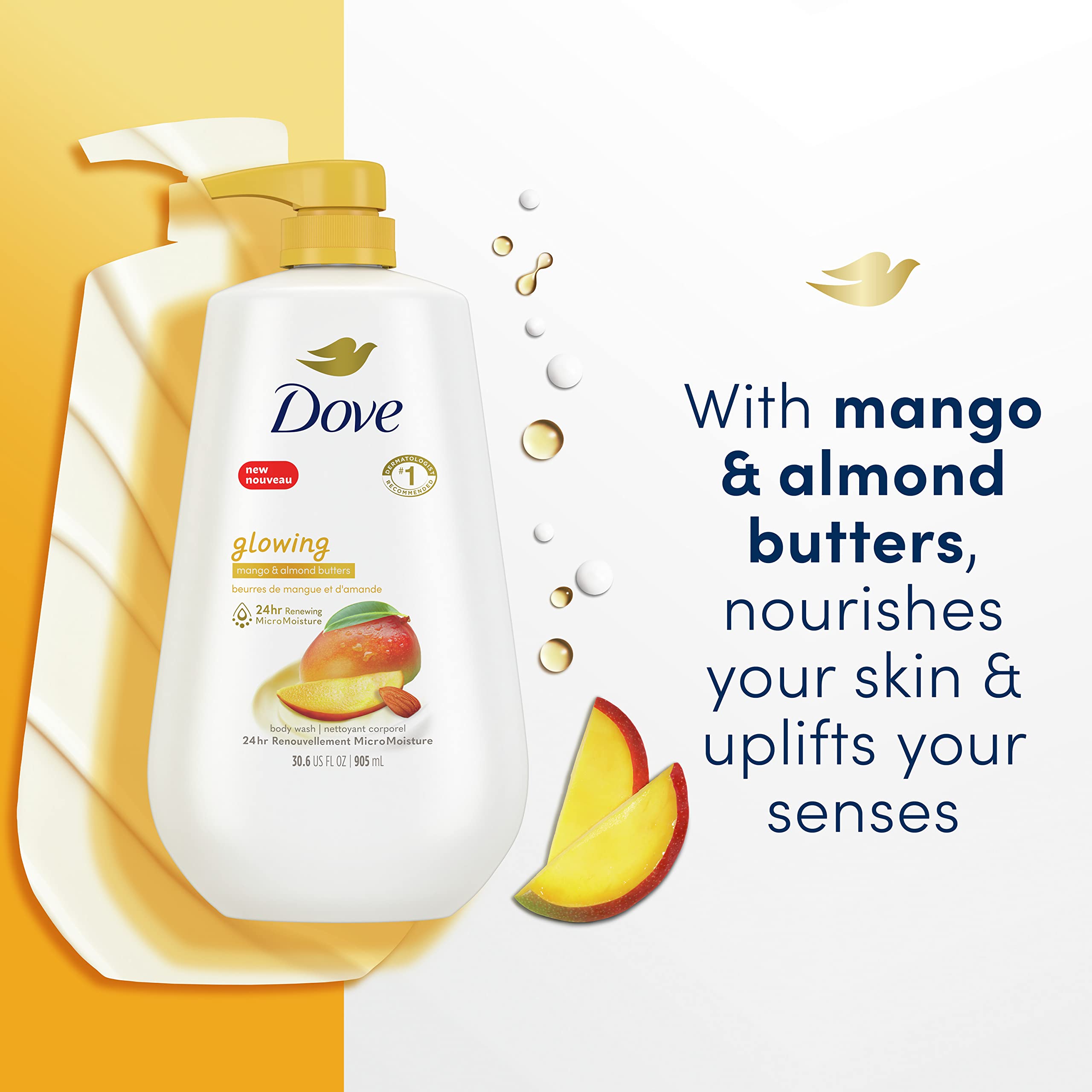 Foto 4 pulgar | Crema de Mango y Almendras Dove Glowing Body Wash 900 Ml Paquete de 3 - Venta Internacional