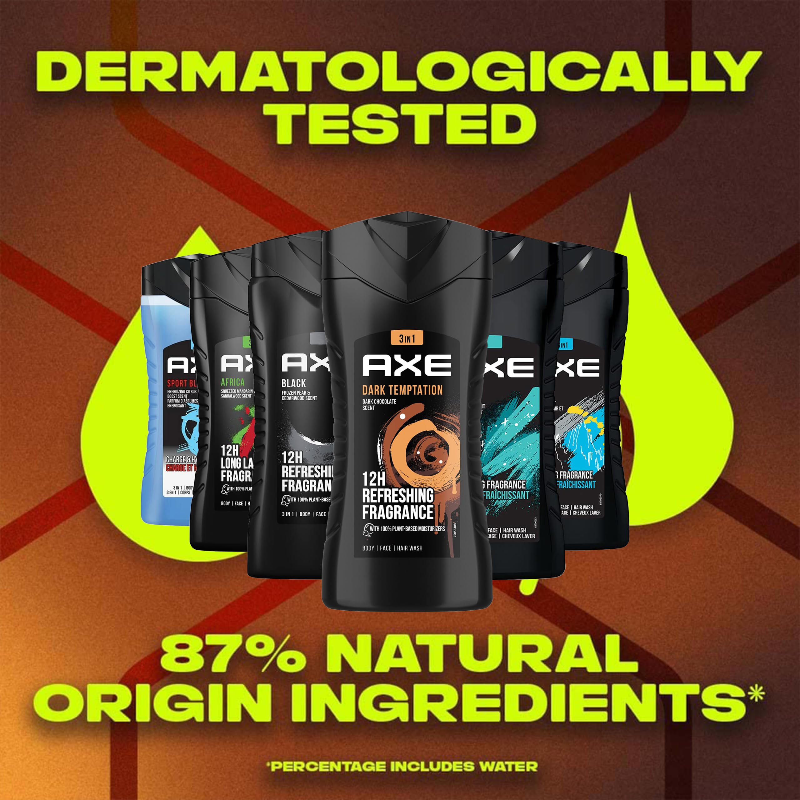 Foto 8 pulgar | Set de Gel de Baño Axe Men 3 en 1 para Cuerpo Rostro y Cabello 250 ml 6 Piezas - Venta Internacional